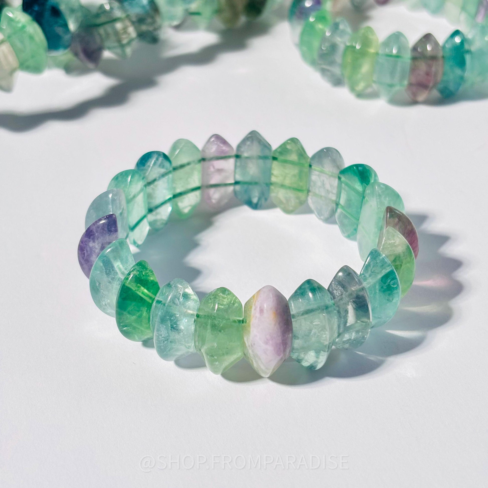 Green Fluorite Crystal DT Point Stretch Bangle Bracelet