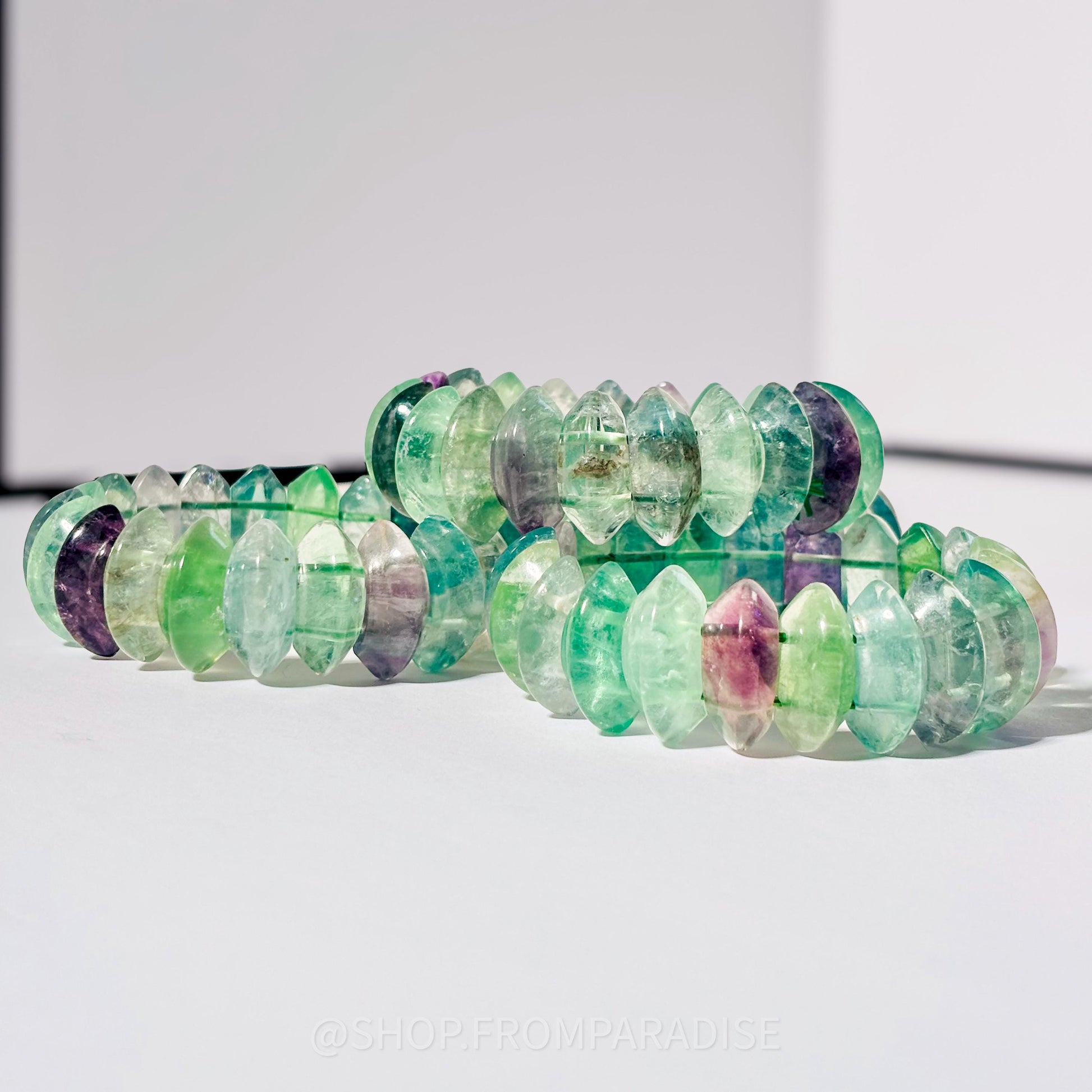 Green Fluorite Crystal DT Point Stretch Bangle Bracelet
