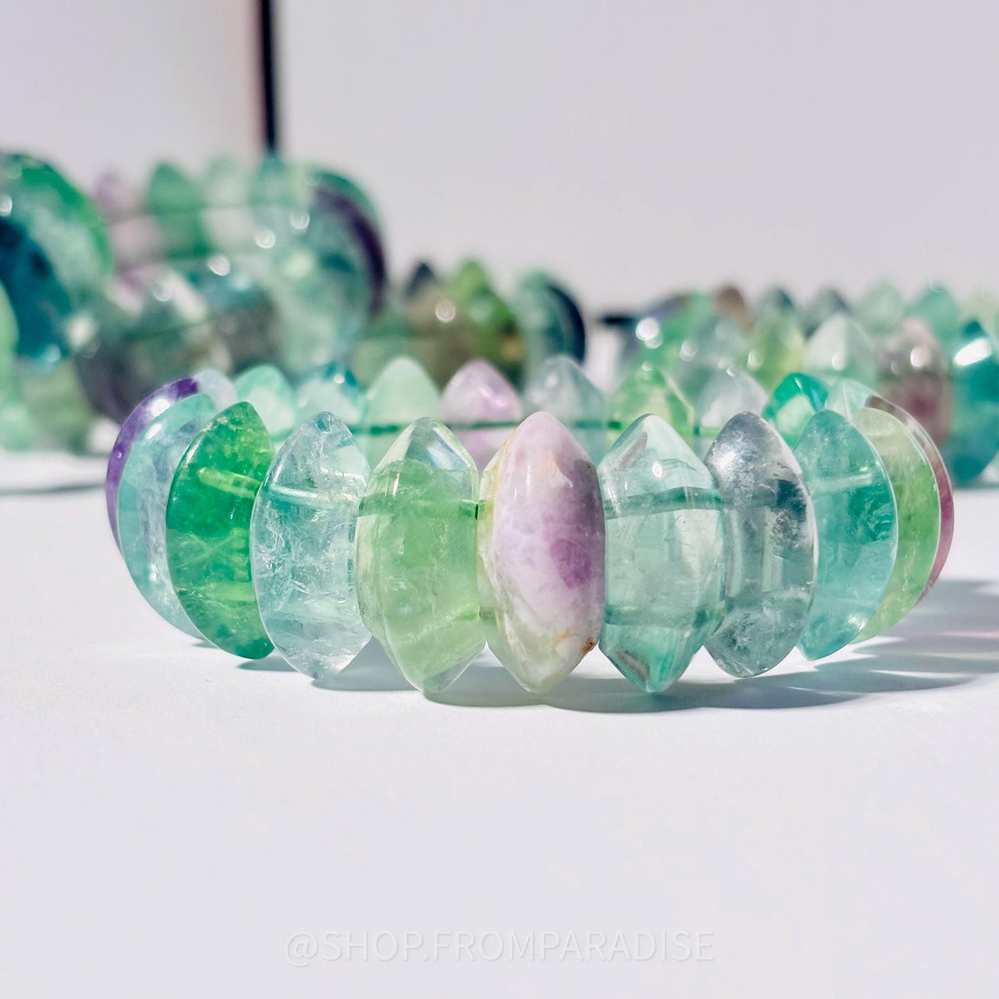 Green Fluorite Crystal DT Point Stretch Bangle Bracelet