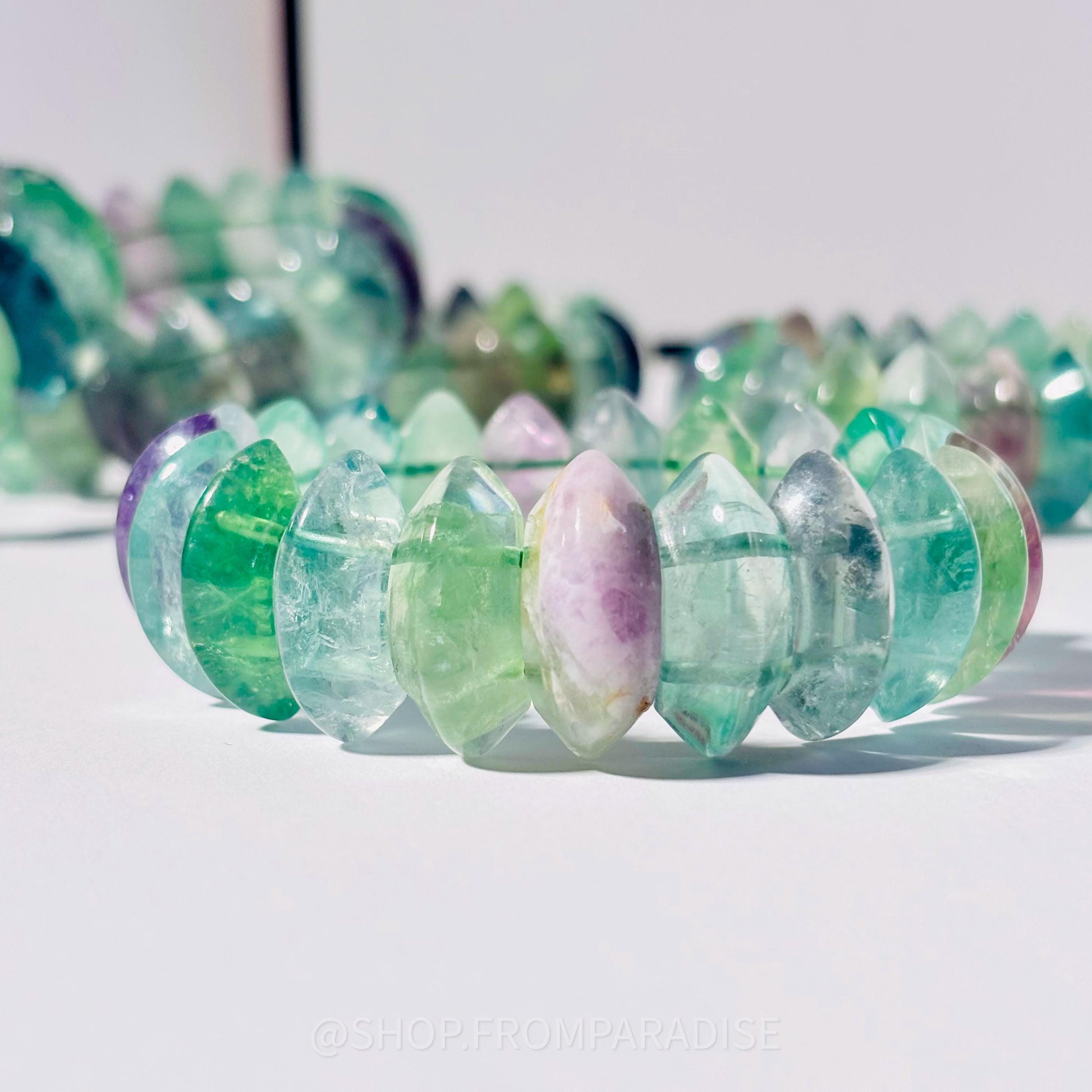 Green Fluorite Crystal DT Point Stretch Bangle Bracelet