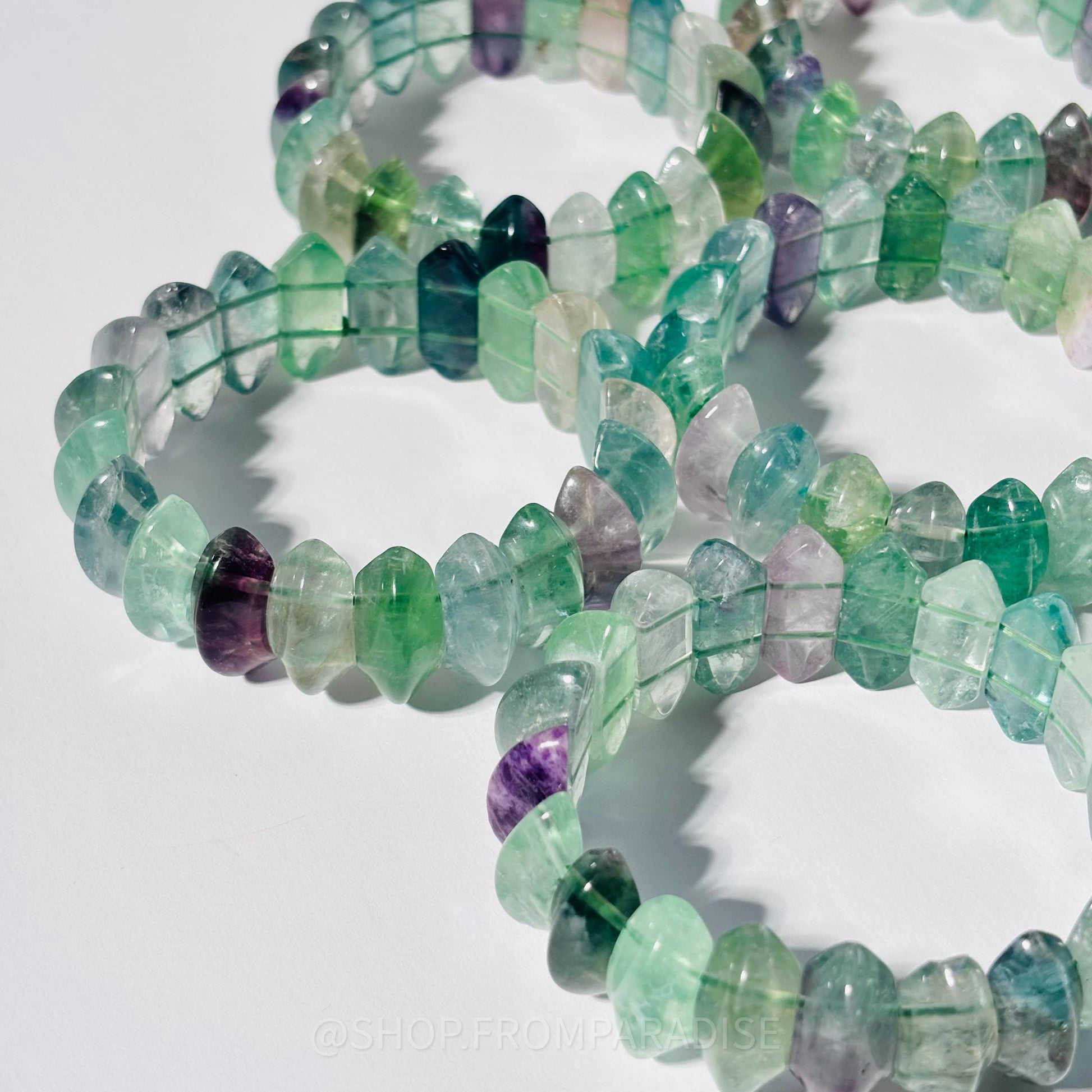 Green Fluorite Crystal DT Point Stretch Bangle Bracelet