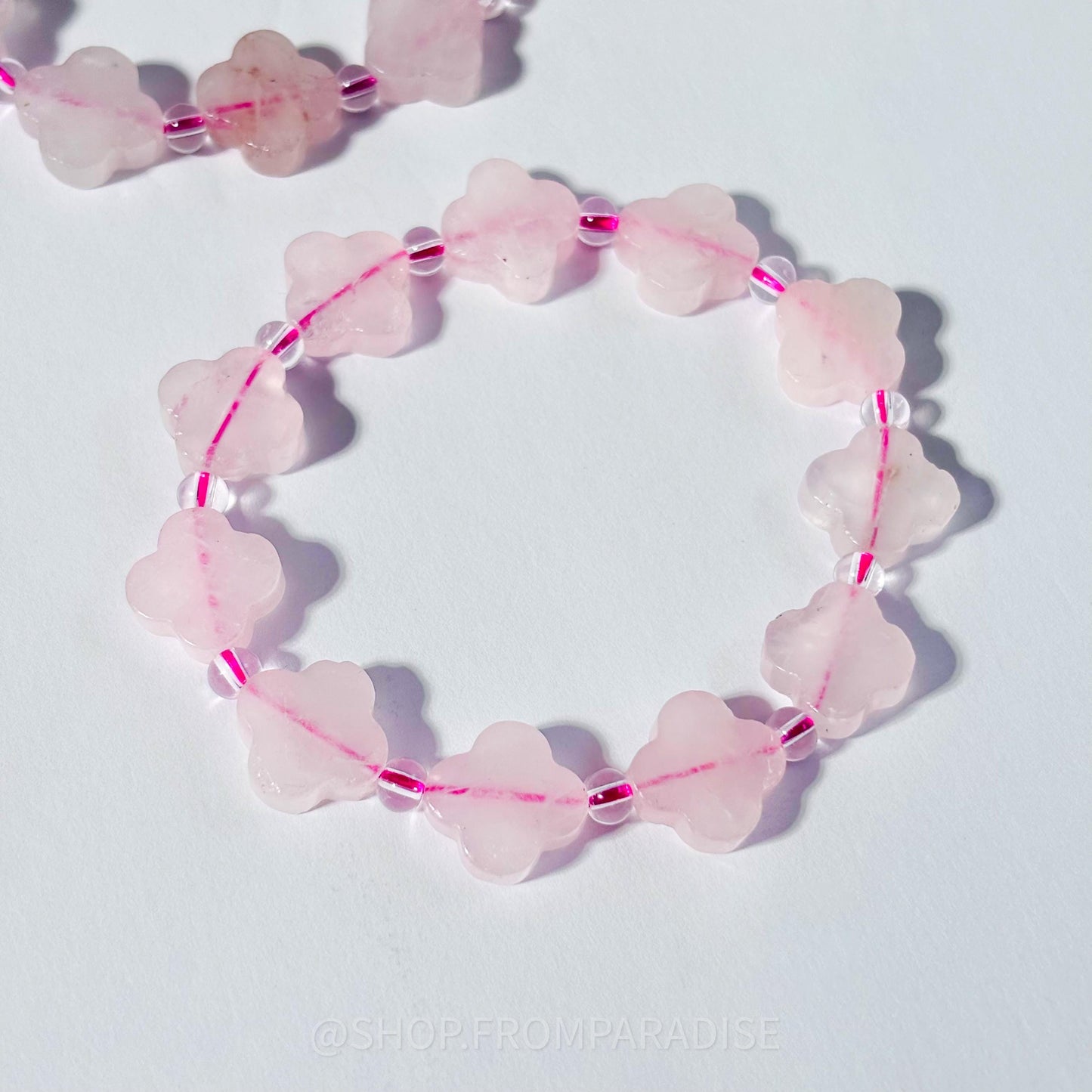 Rose Quartz Clove Shaped Crystal Stretch Bracelet