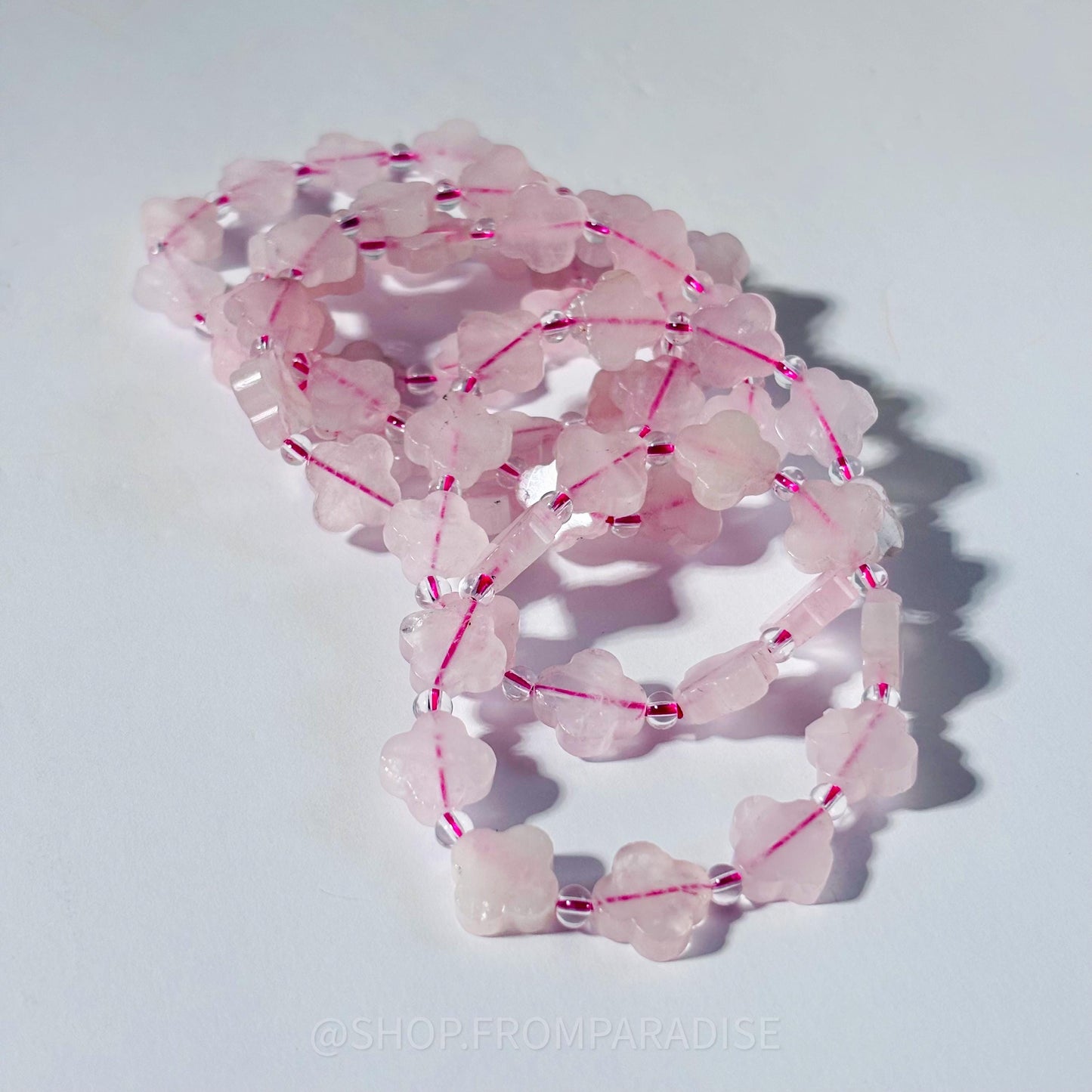 Rose Quartz Clove Shaped Crystal Stretch Bracelet