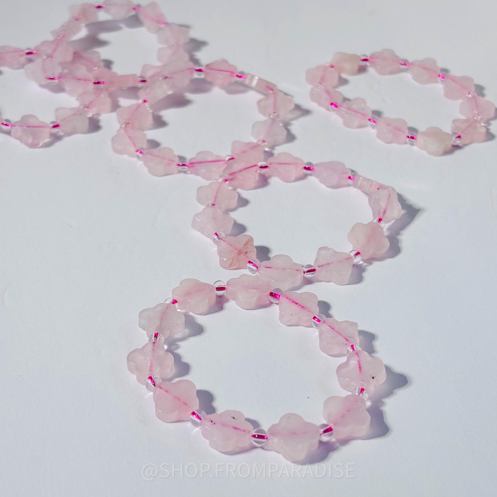 Rose Quartz Clove Shaped Crystal Stretch Bracelet