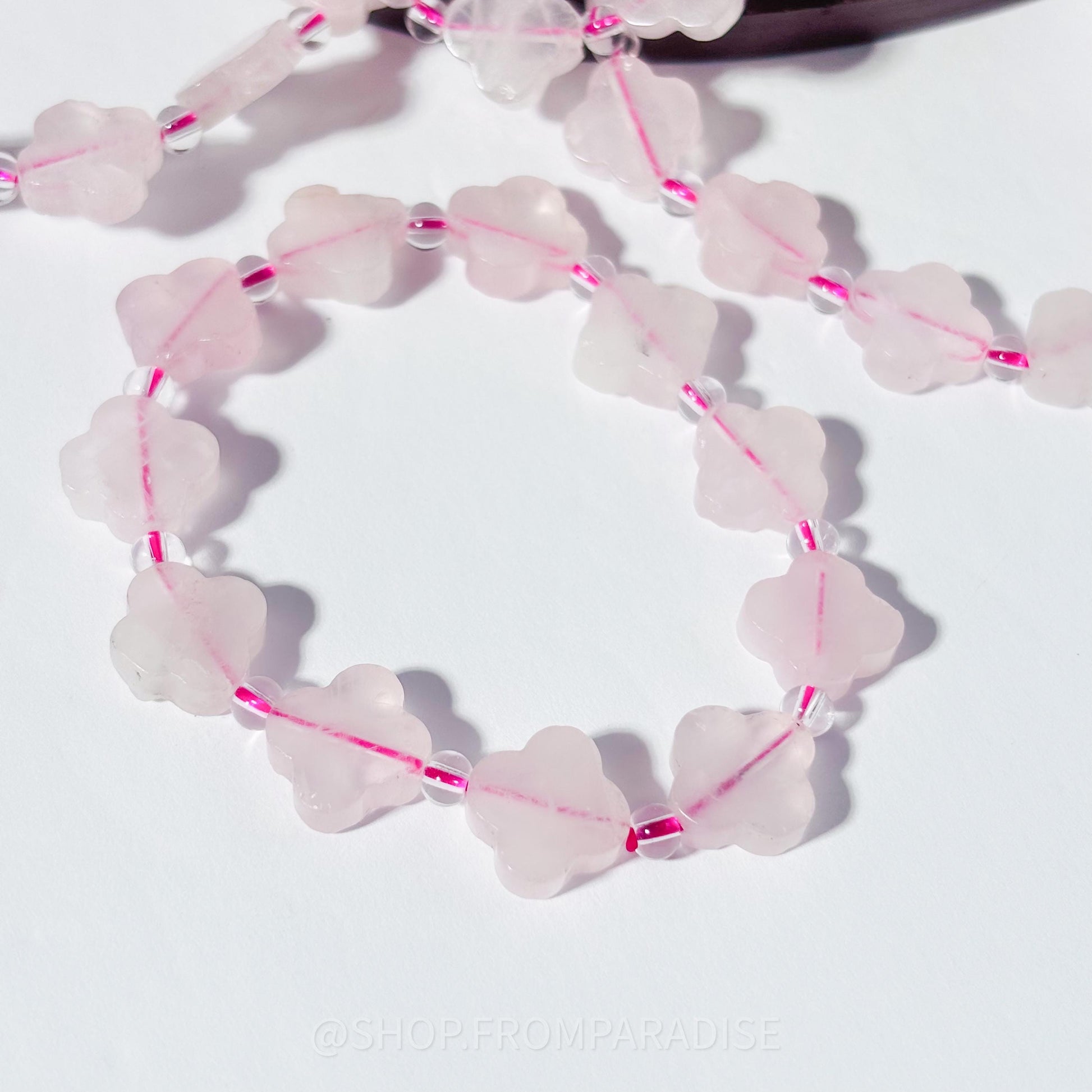 Rose Quartz Clove Shaped Crystal Stretch Bracelet