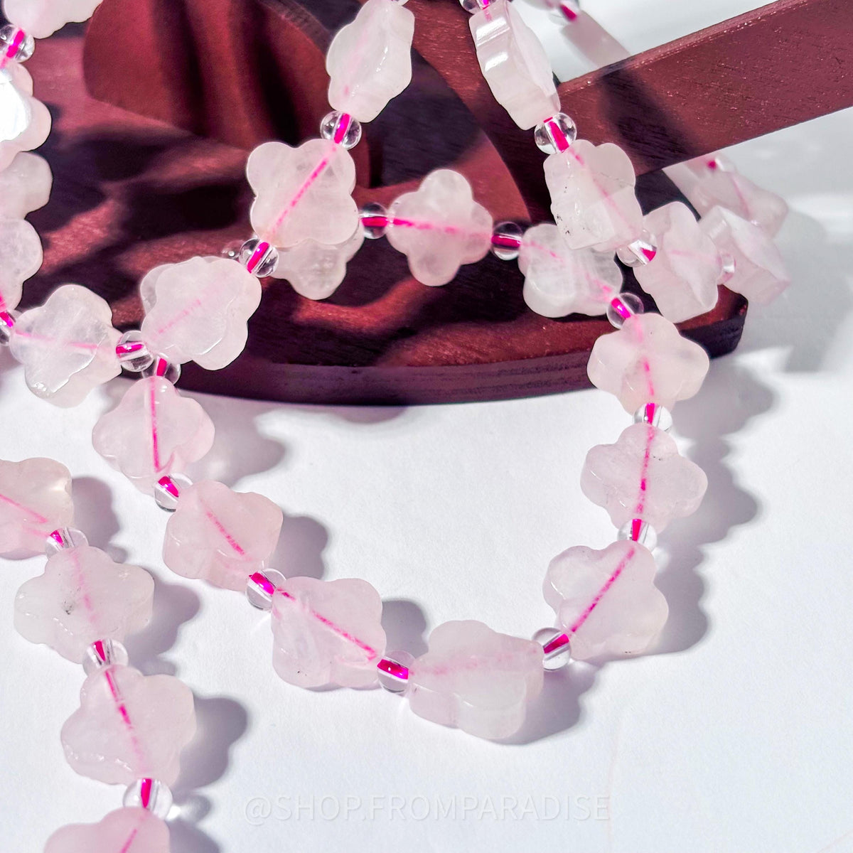Rose Quartz Clove Shaped Crystal Stretch Bracelet