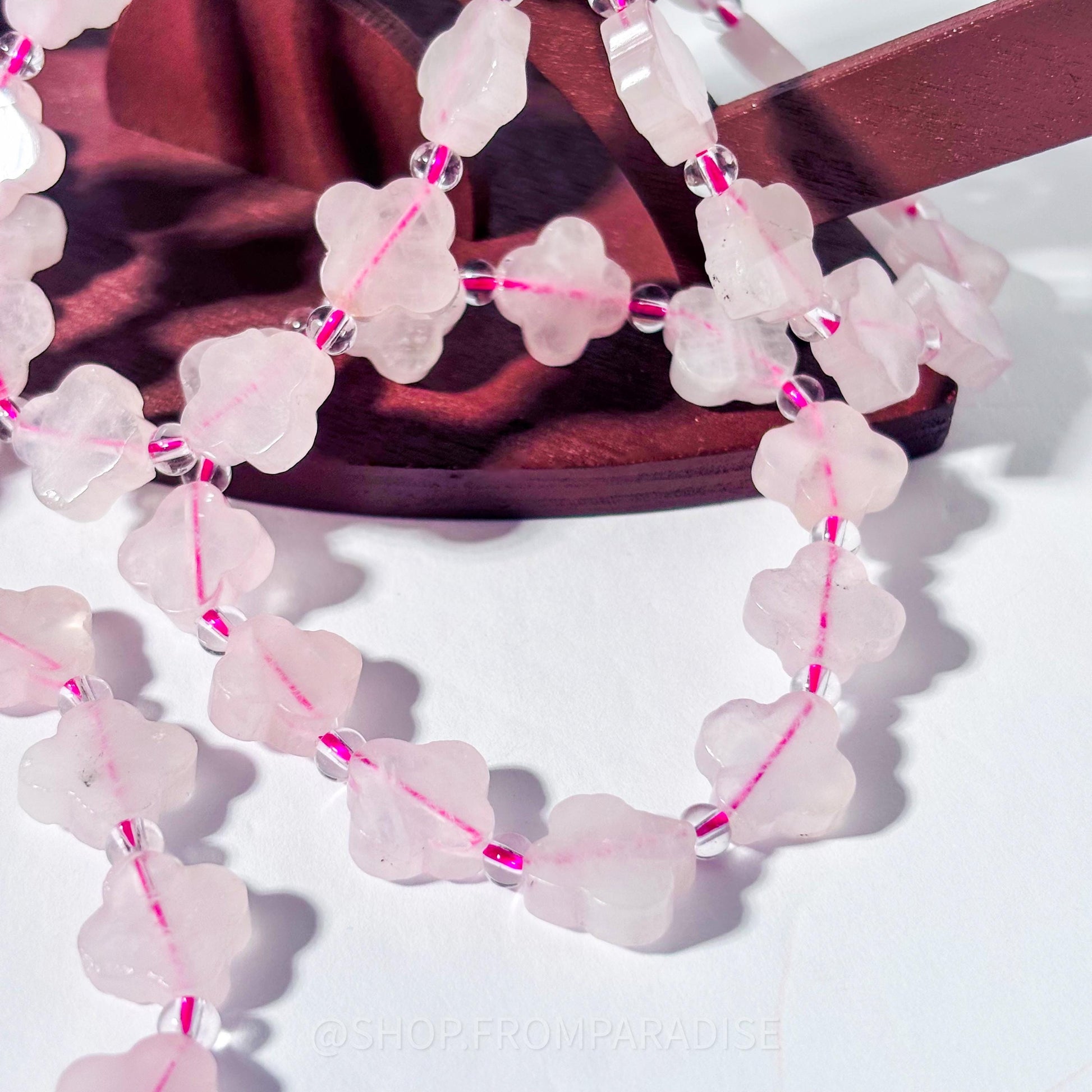 Rose Quartz Clove Shaped Crystal Stretch Bracelet