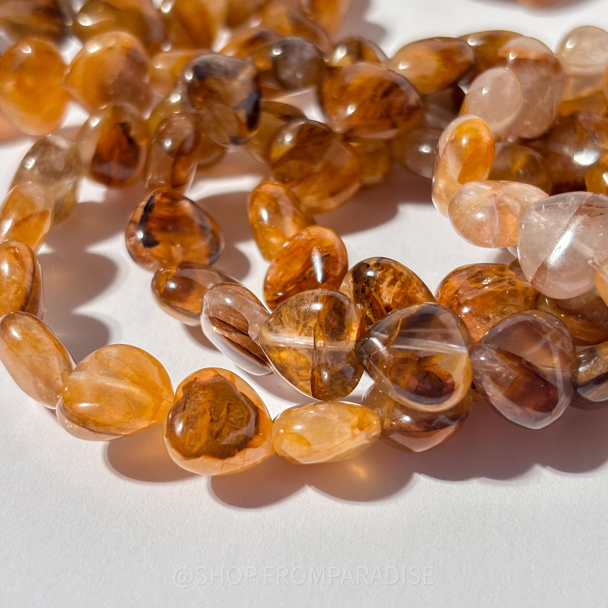 Golden Healer Heart Shaped Crystal Stretch Bracelet
