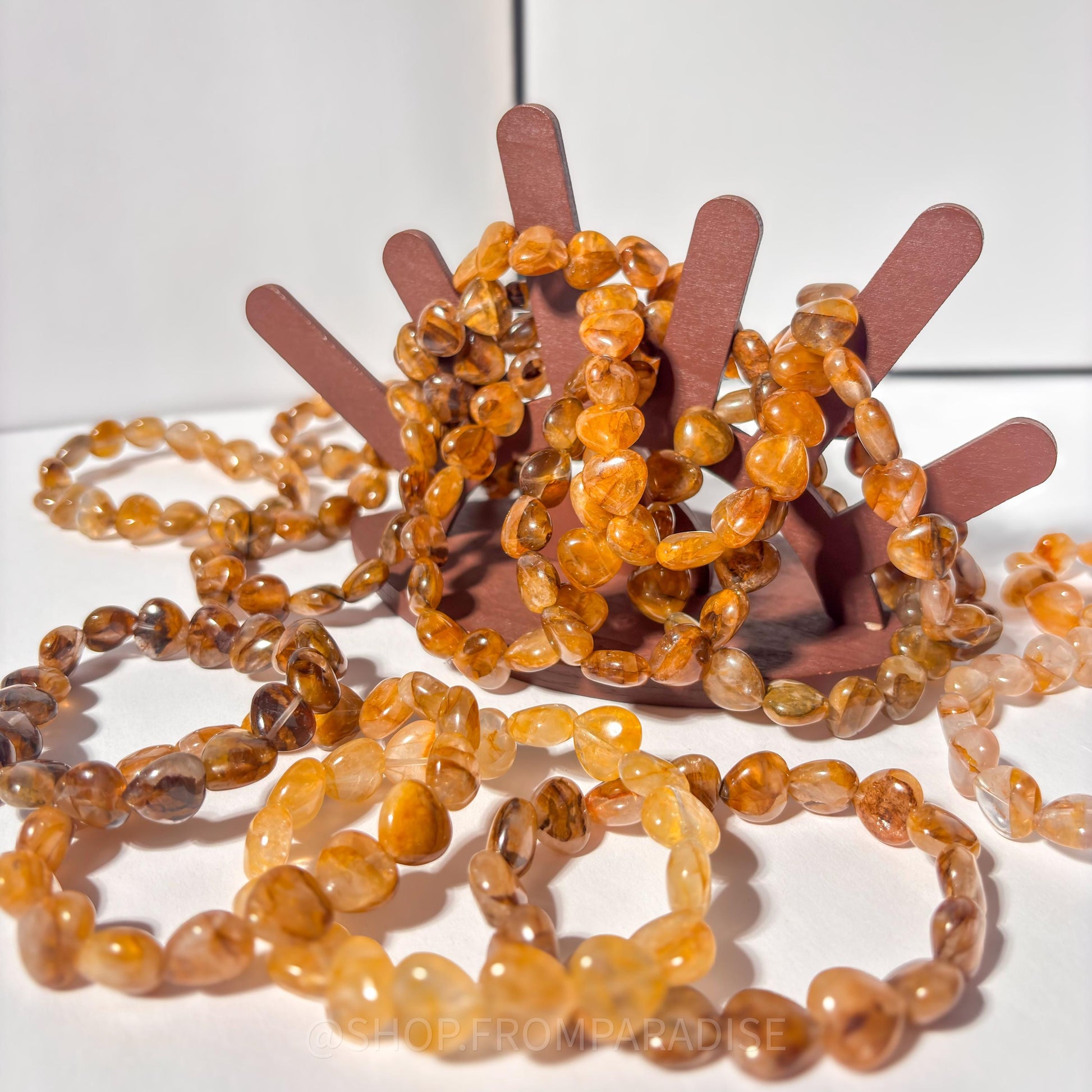 Golden Healer Heart Shaped Crystal Stretch Bracelet