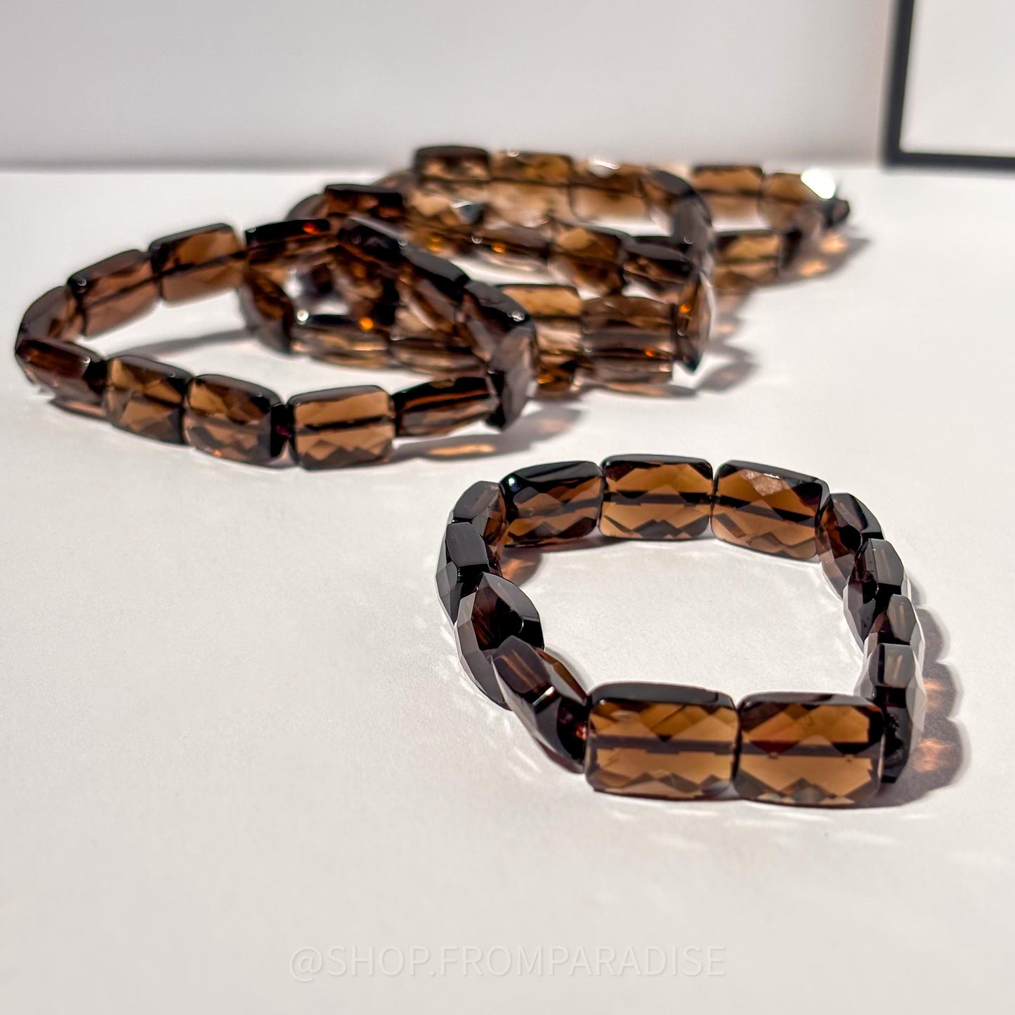 Smoky Quartz Faceted Crystal Stretch Bracelet