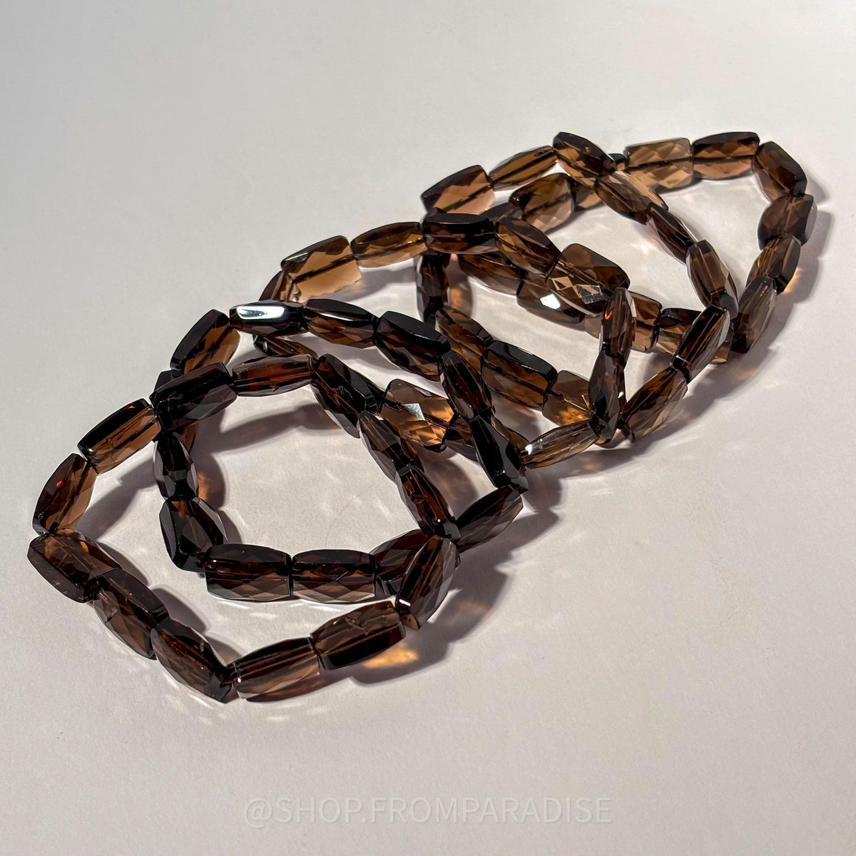 Smoky Quartz Faceted Crystal Stretch Bracelet