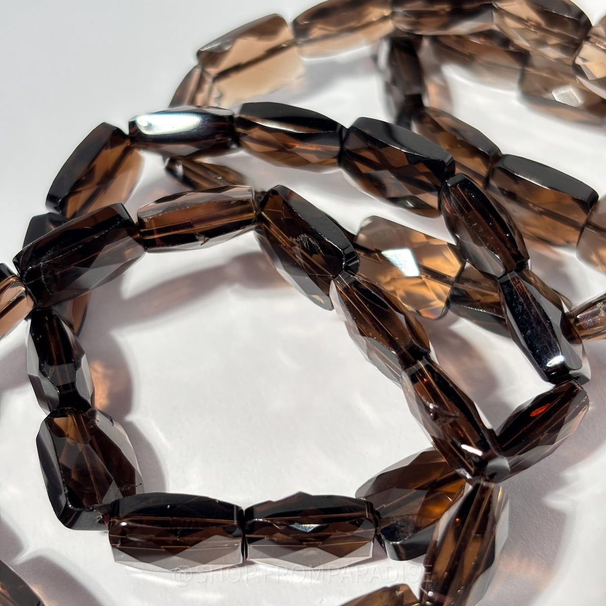 Smoky Quartz Faceted Crystal Stretch Bracelet