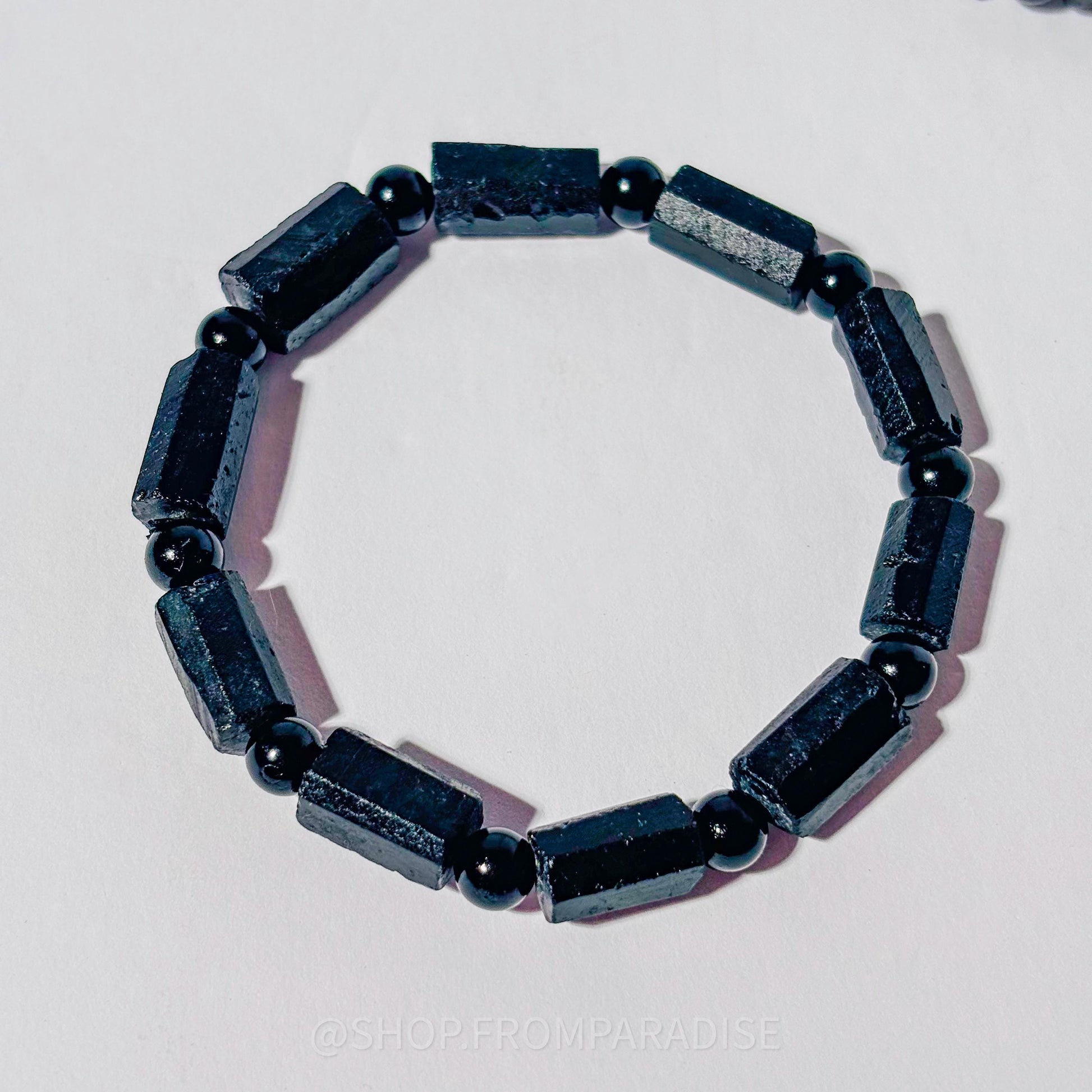 Raw Black Tourmaline Beaded Crystal Stretch Bracelet