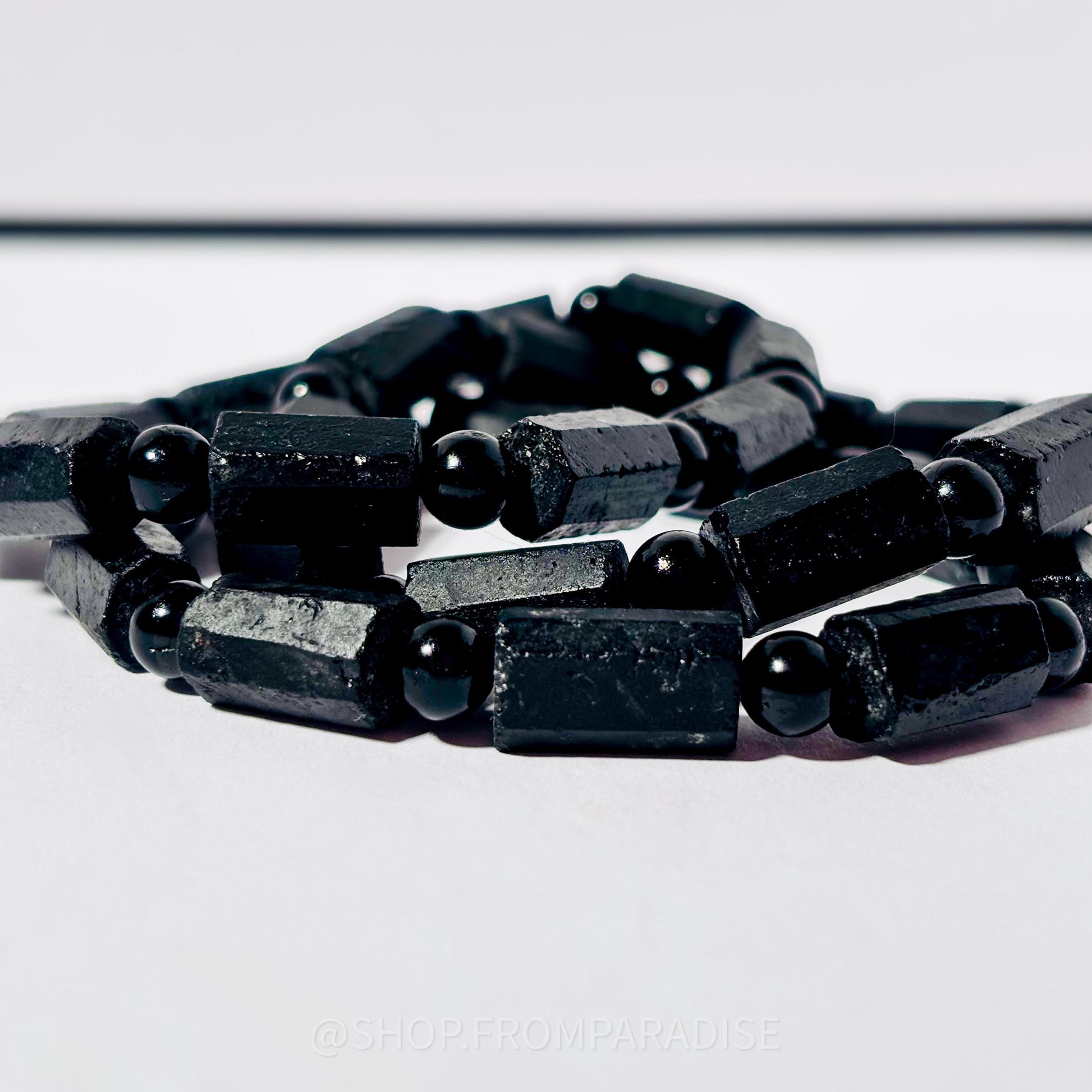 Raw Black Tourmaline Beaded Crystal Stretch Bracelet