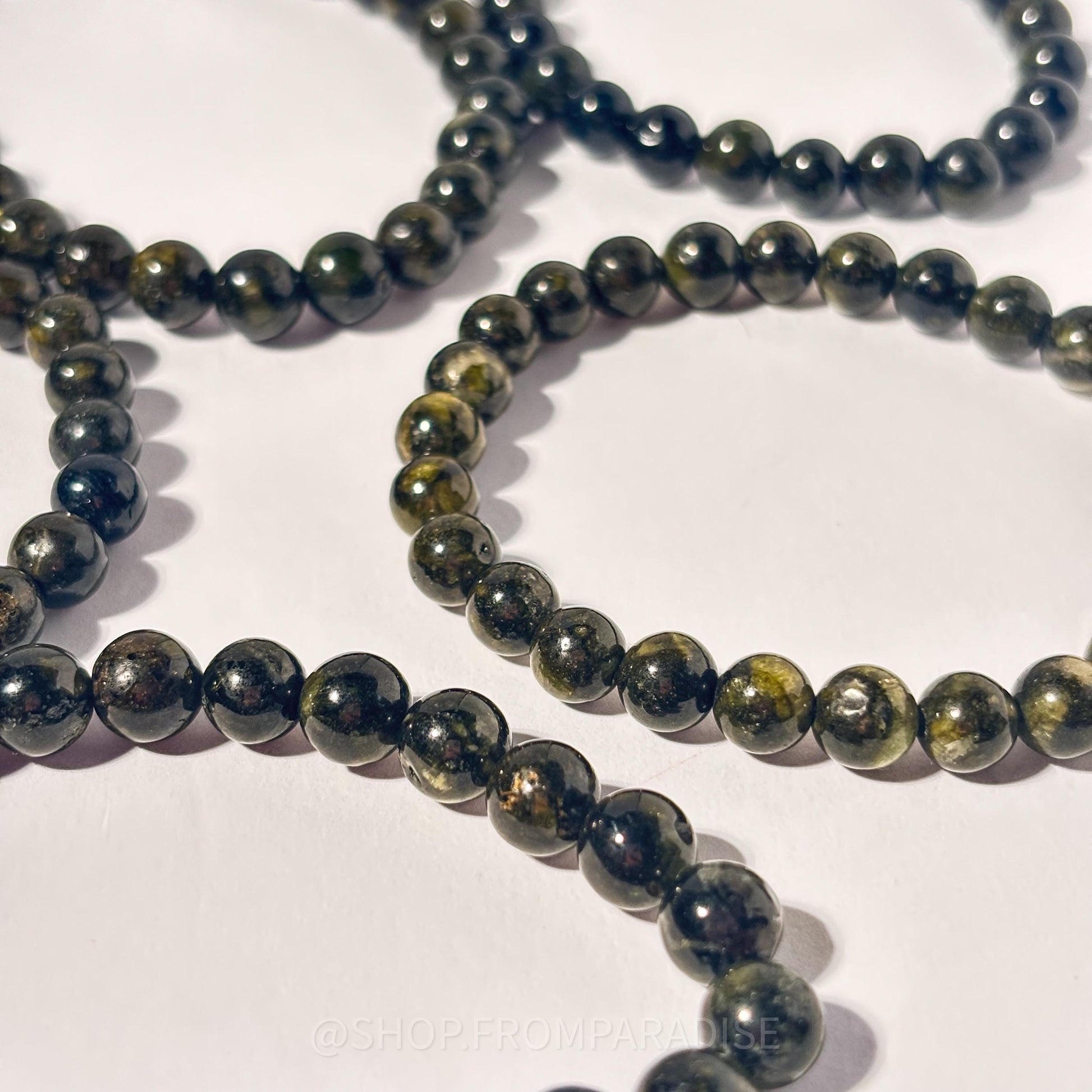 Green Tourmaline Crystal Round Bead Stretch Bracelet