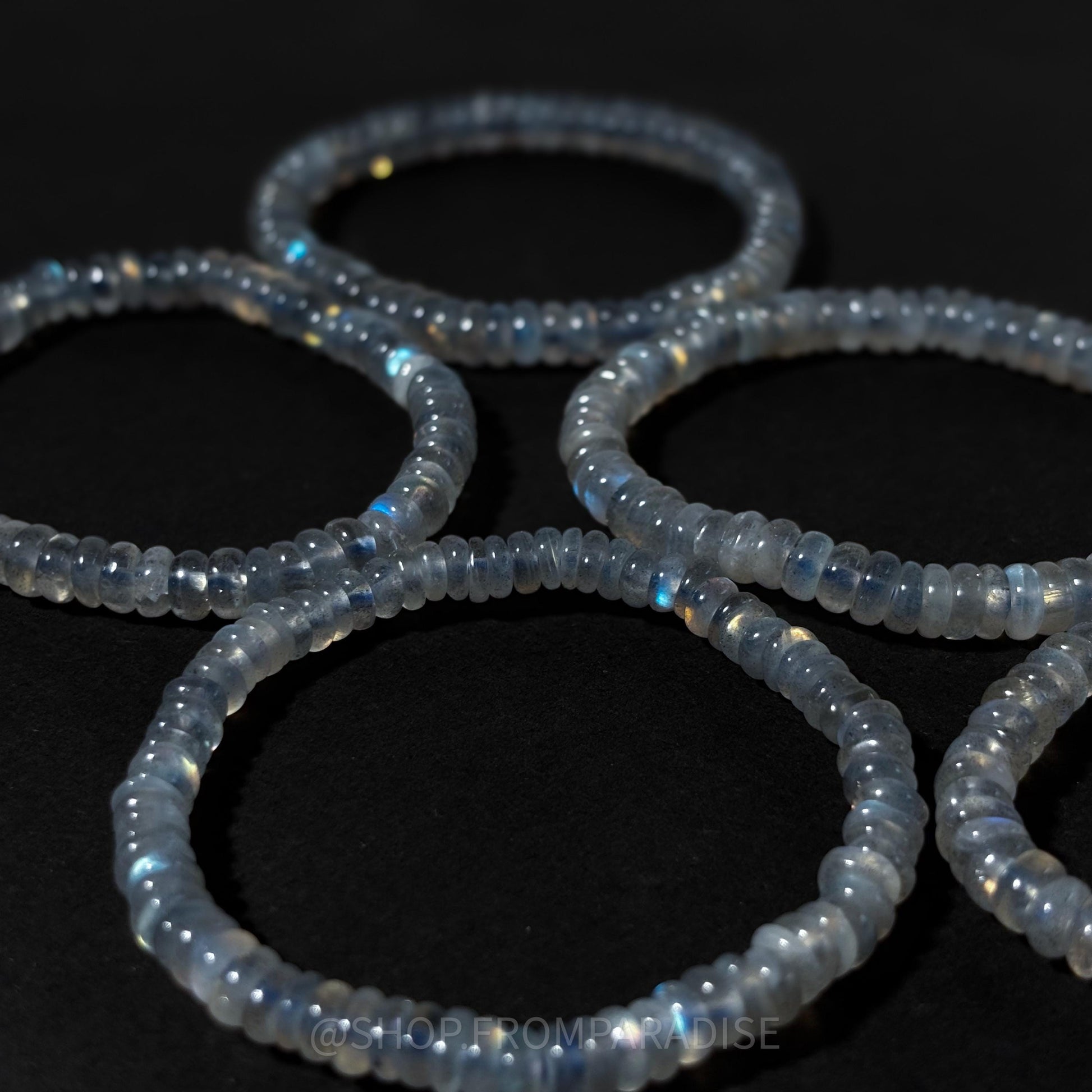 Rainbow Labradorite Crystal Rondelle Beaded Stretch Bracelet