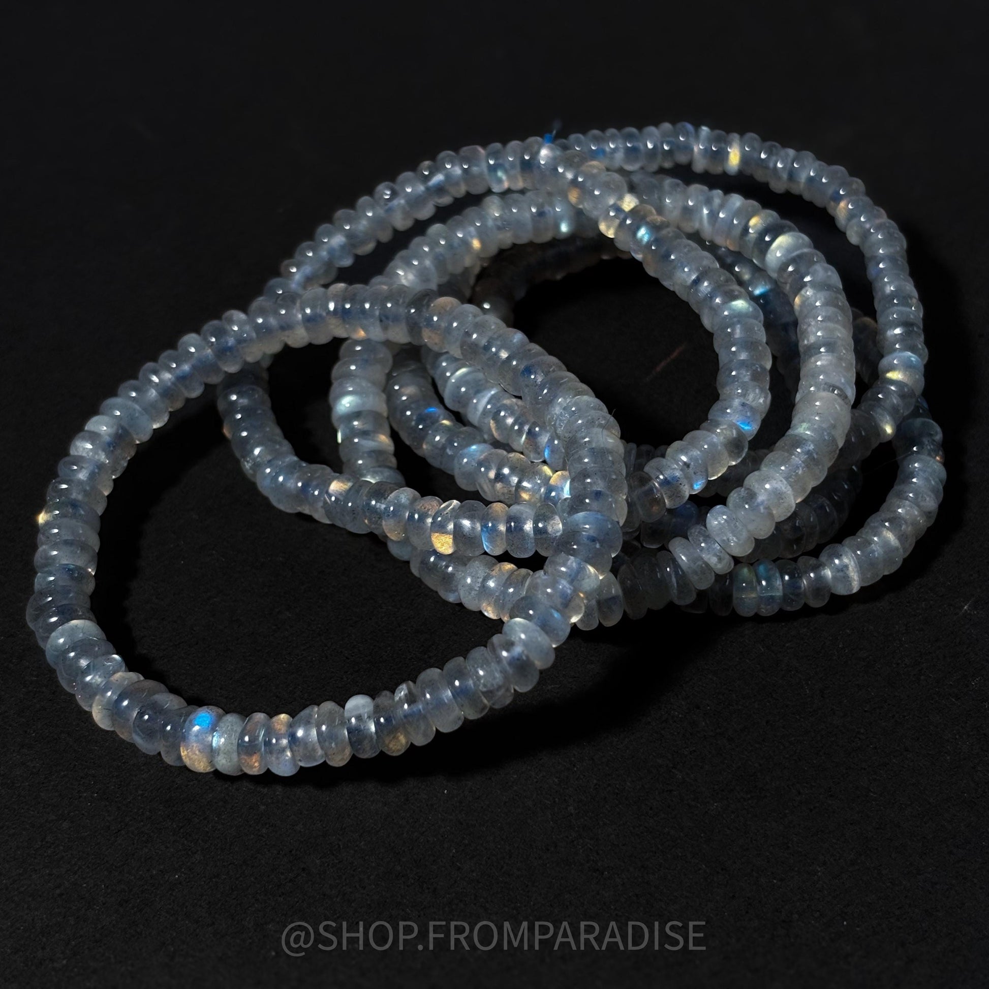 Rainbow Labradorite Crystal Rondelle Beaded Stretch Bracelet