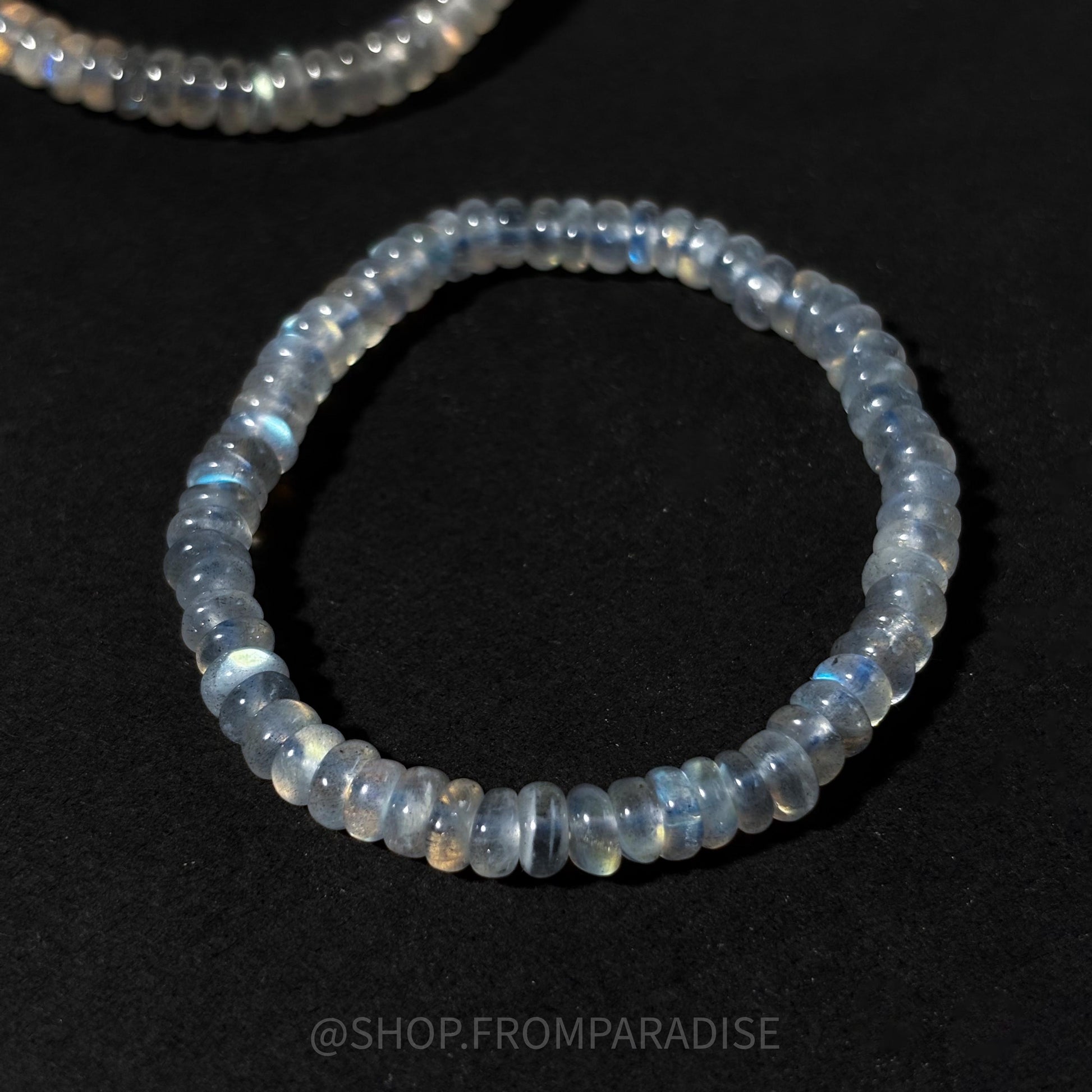 Rainbow Labradorite Crystal Rondelle Beaded Stretch Bracelet