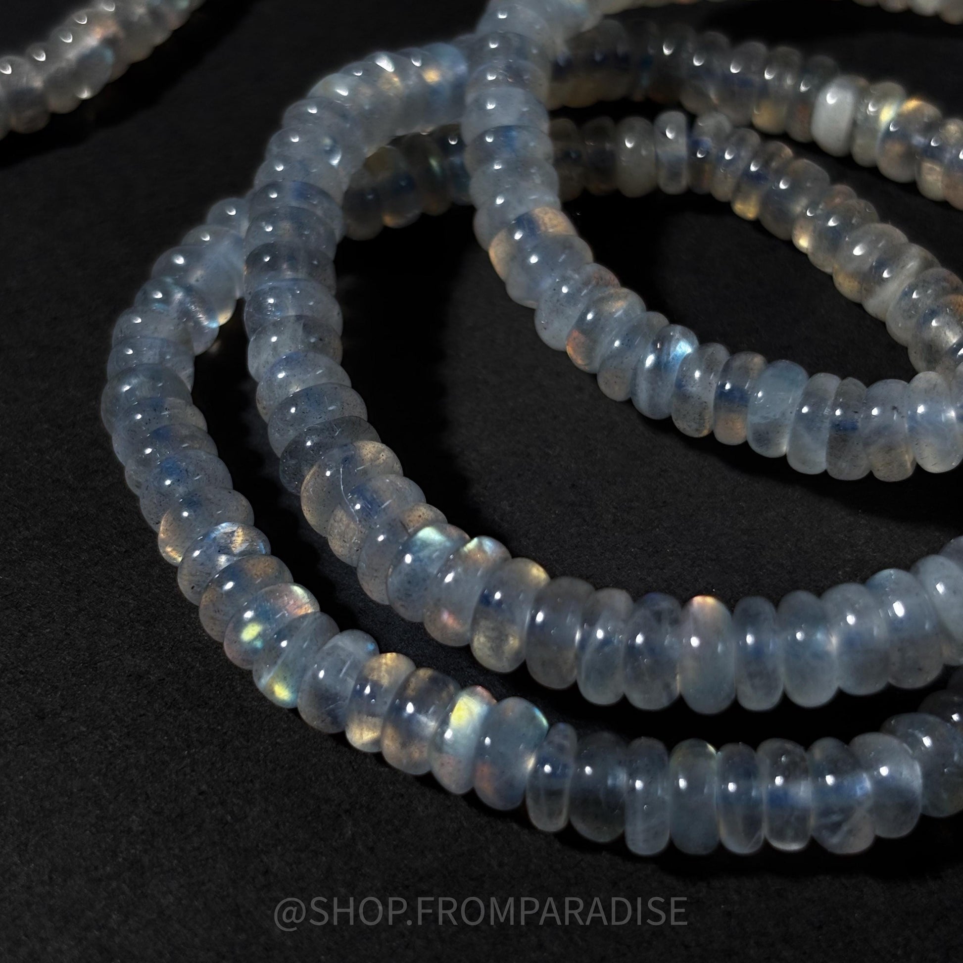 Rainbow Labradorite Crystal Rondelle Beaded Stretch Bracelet