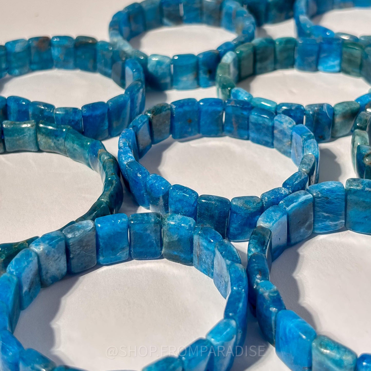 Blue Apatite Crystal Stretch Bangle Bracelet