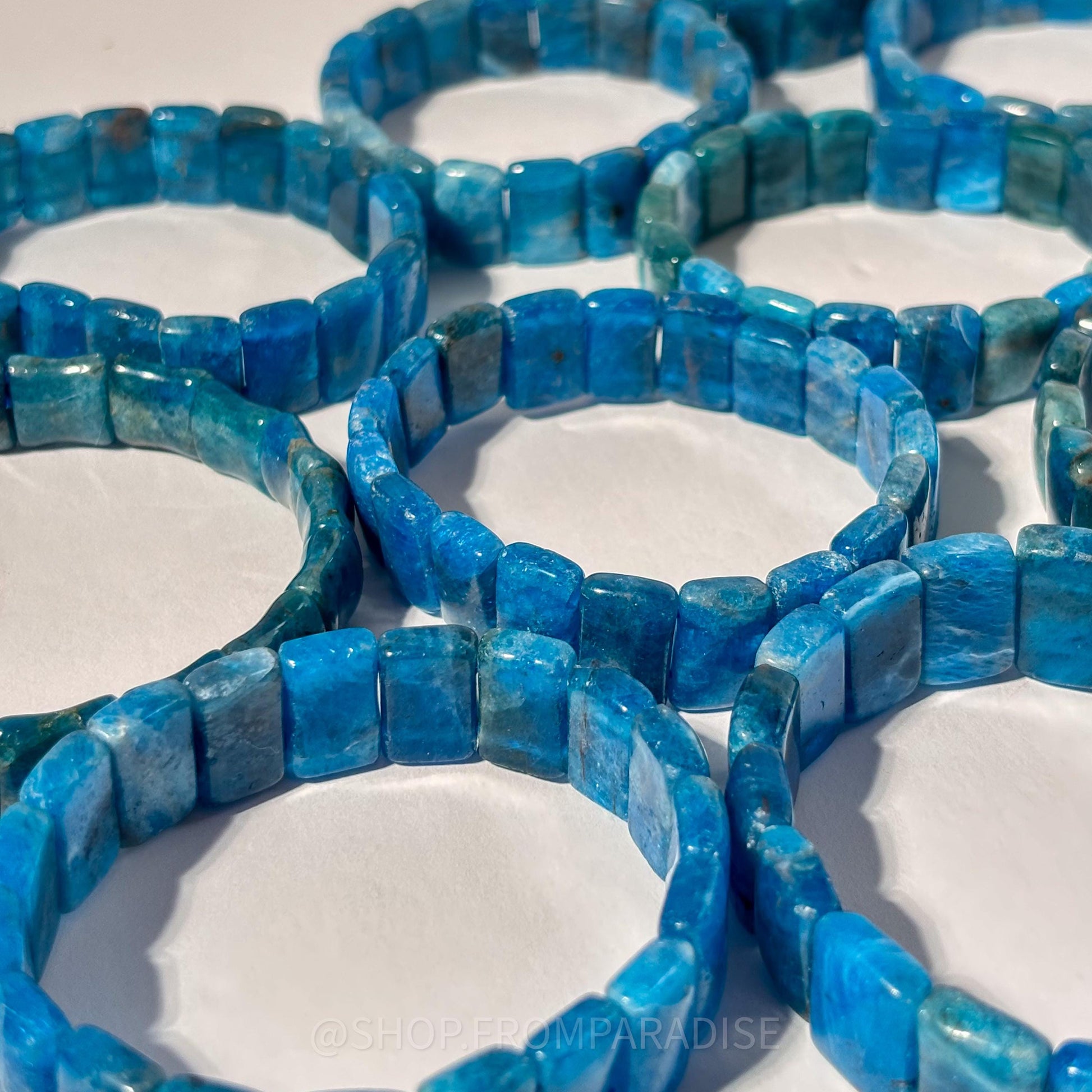 Blue Apatite Crystal Stretch Bangle Bracelet