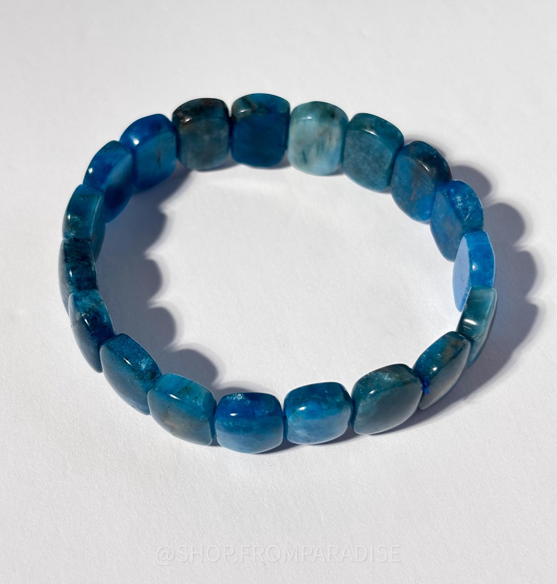 Blue Apatite Crystal Stretch Bangle Bracelet