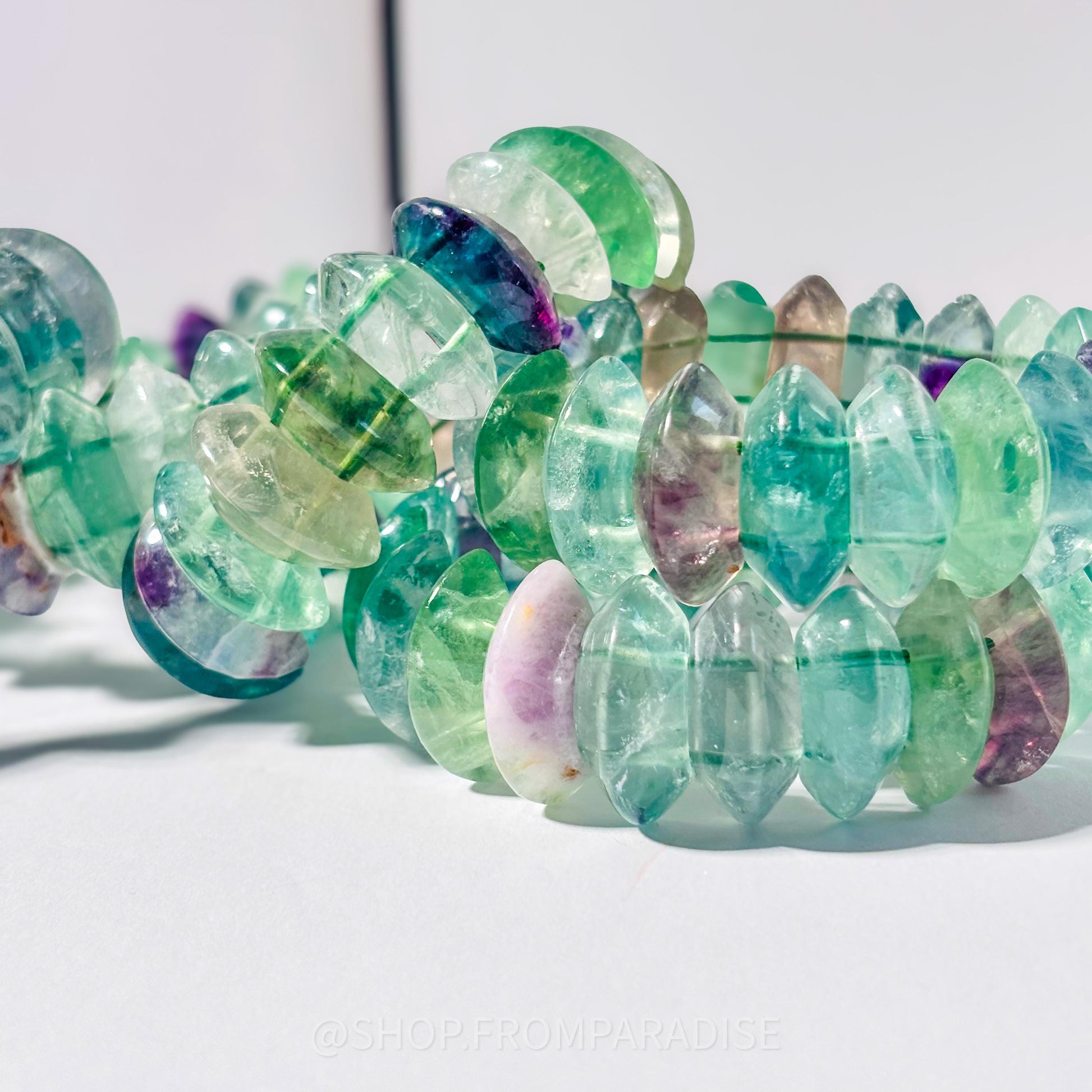 Green Fluorite Crystal DT Point Stretch Bangle Bracelet