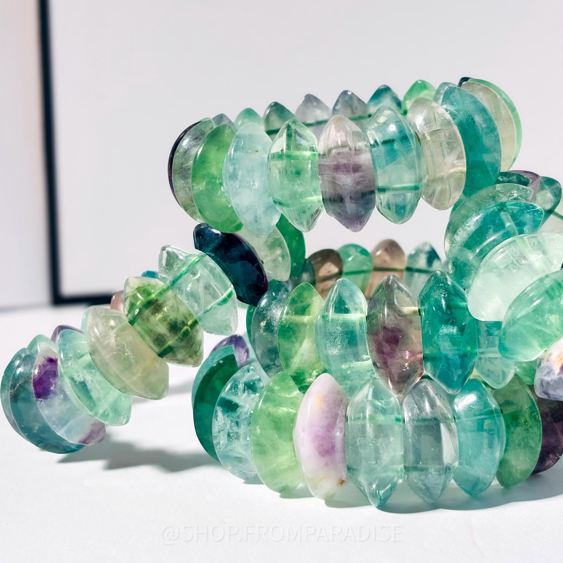 Green Fluorite Crystal DT Point Stretch Bangle Bracelet