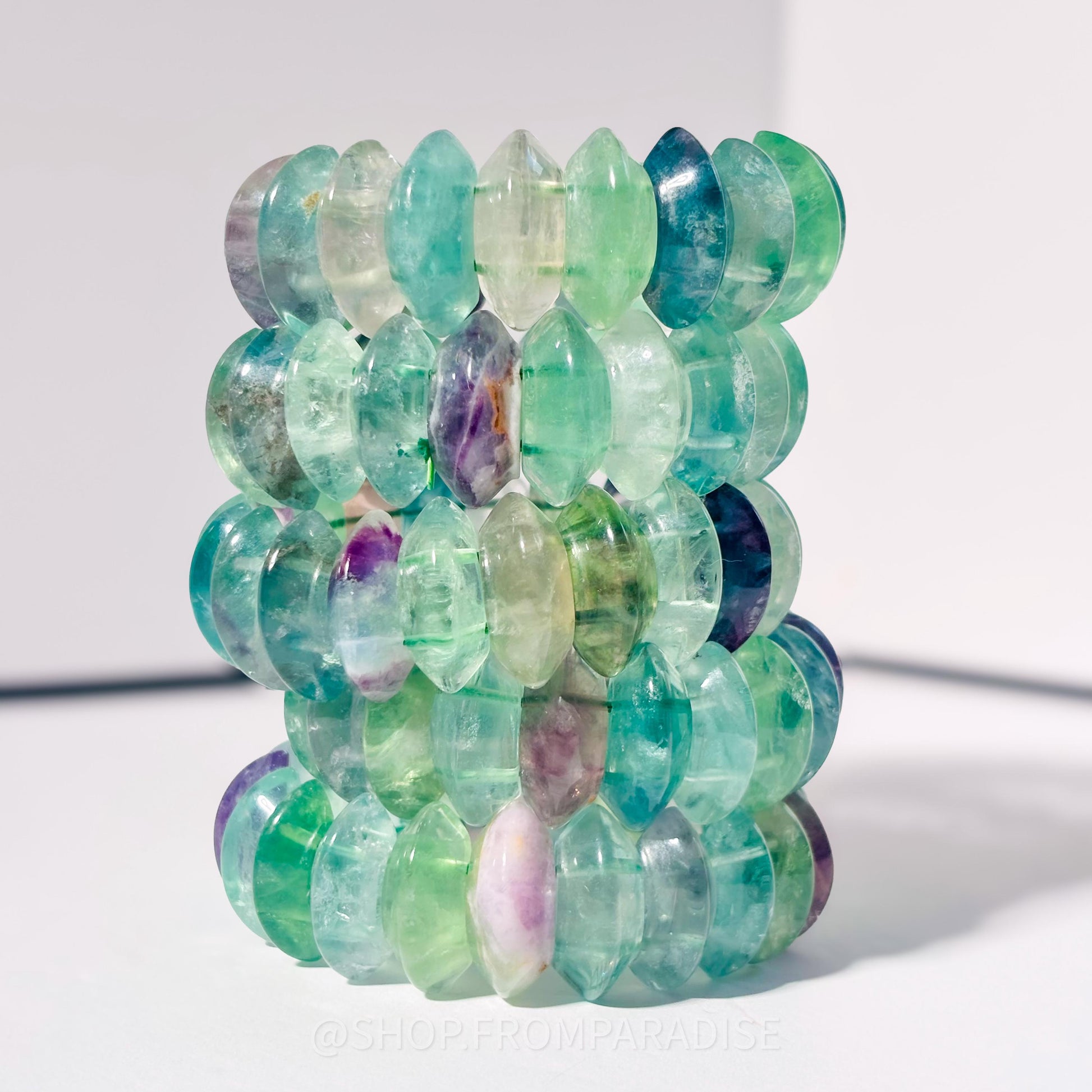 Green Fluorite Crystal DT Point Stretch Bangle Bracelet