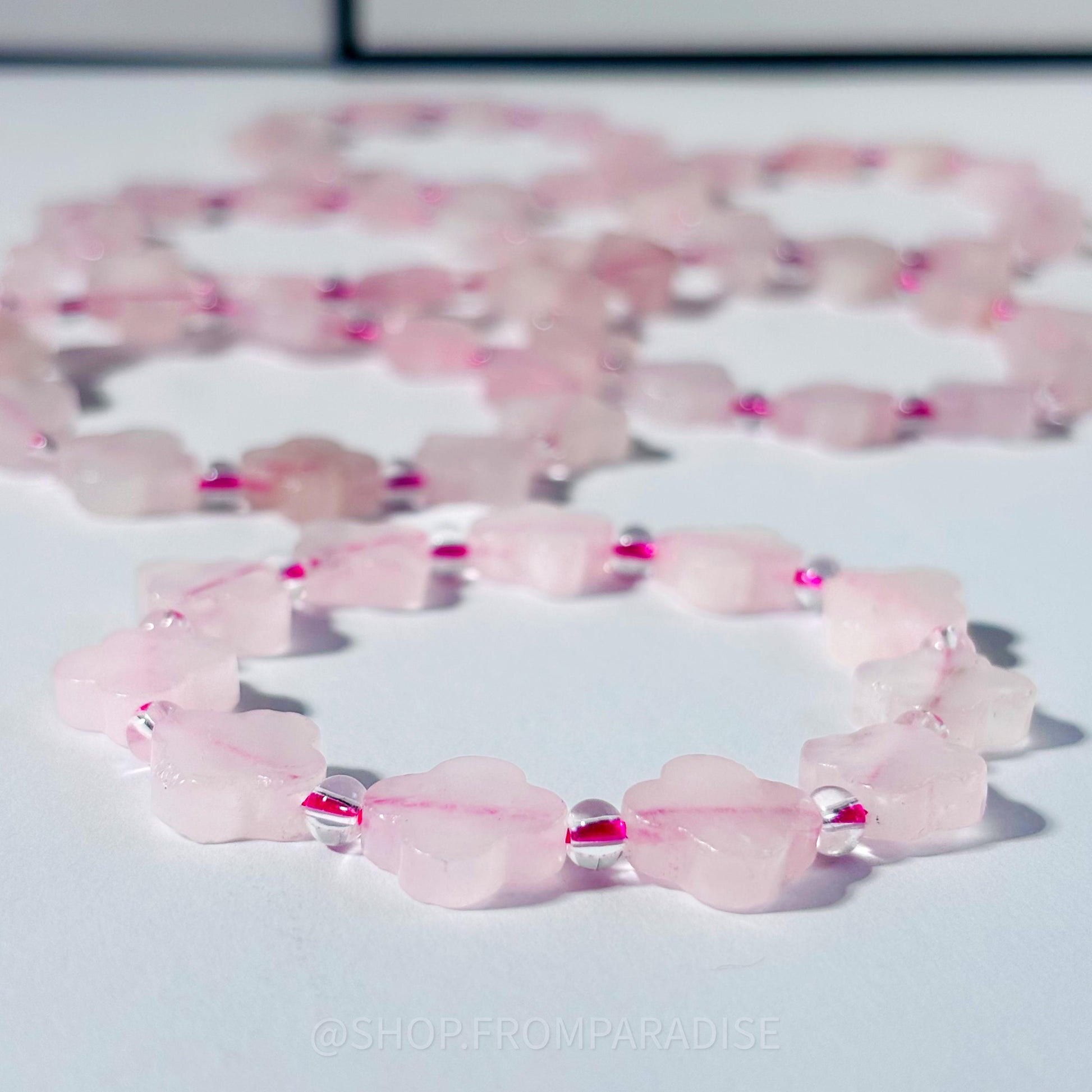 Rose Quartz Clove Shaped Crystal Stretch Bracelet