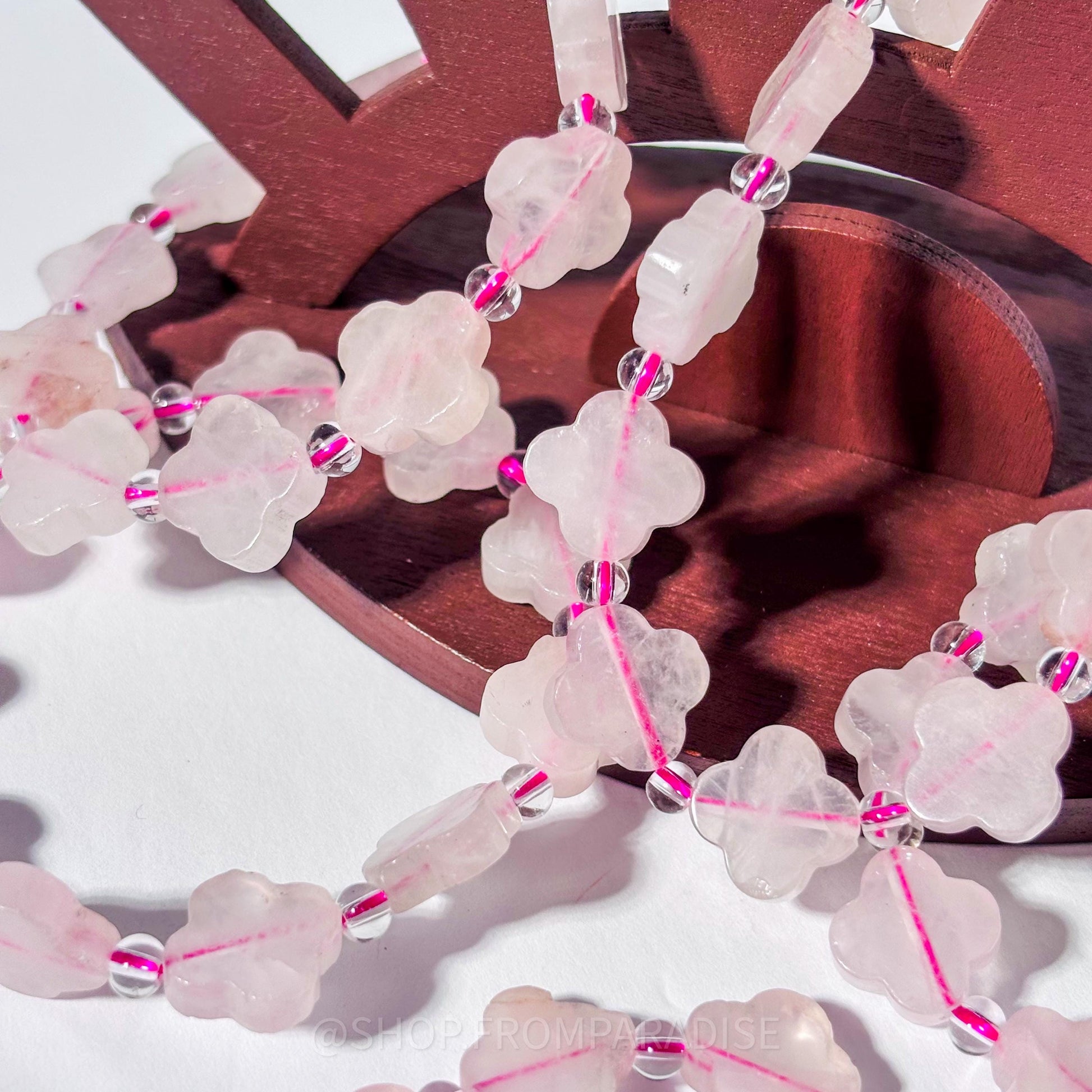 Rose Quartz Clove Shaped Crystal Stretch Bracelet