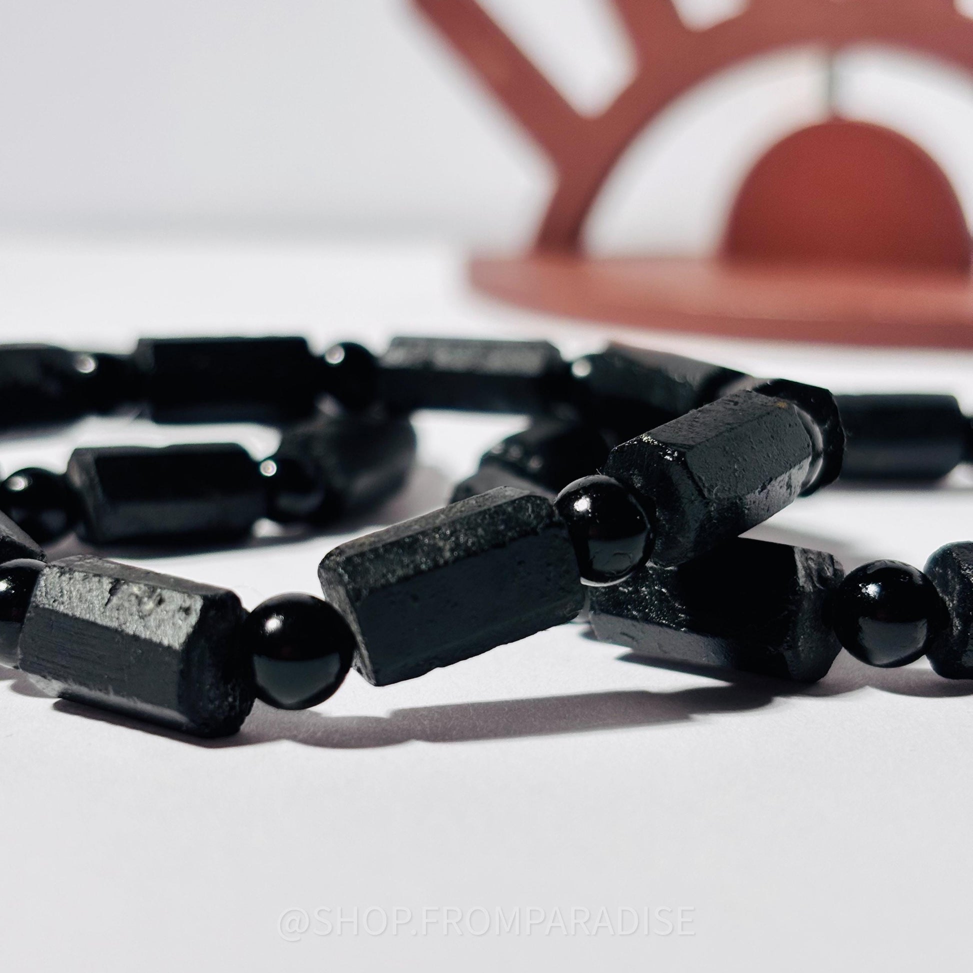 Raw Black Tourmaline Beaded Crystal Stretch Bracelet