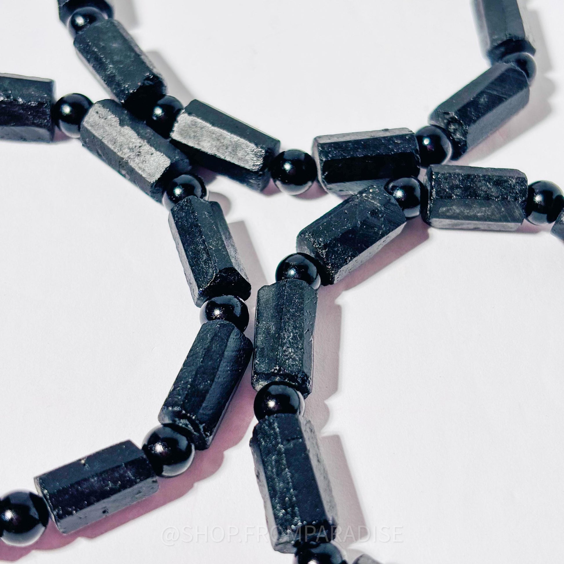 Raw Black Tourmaline Beaded Crystal Stretch Bracelet