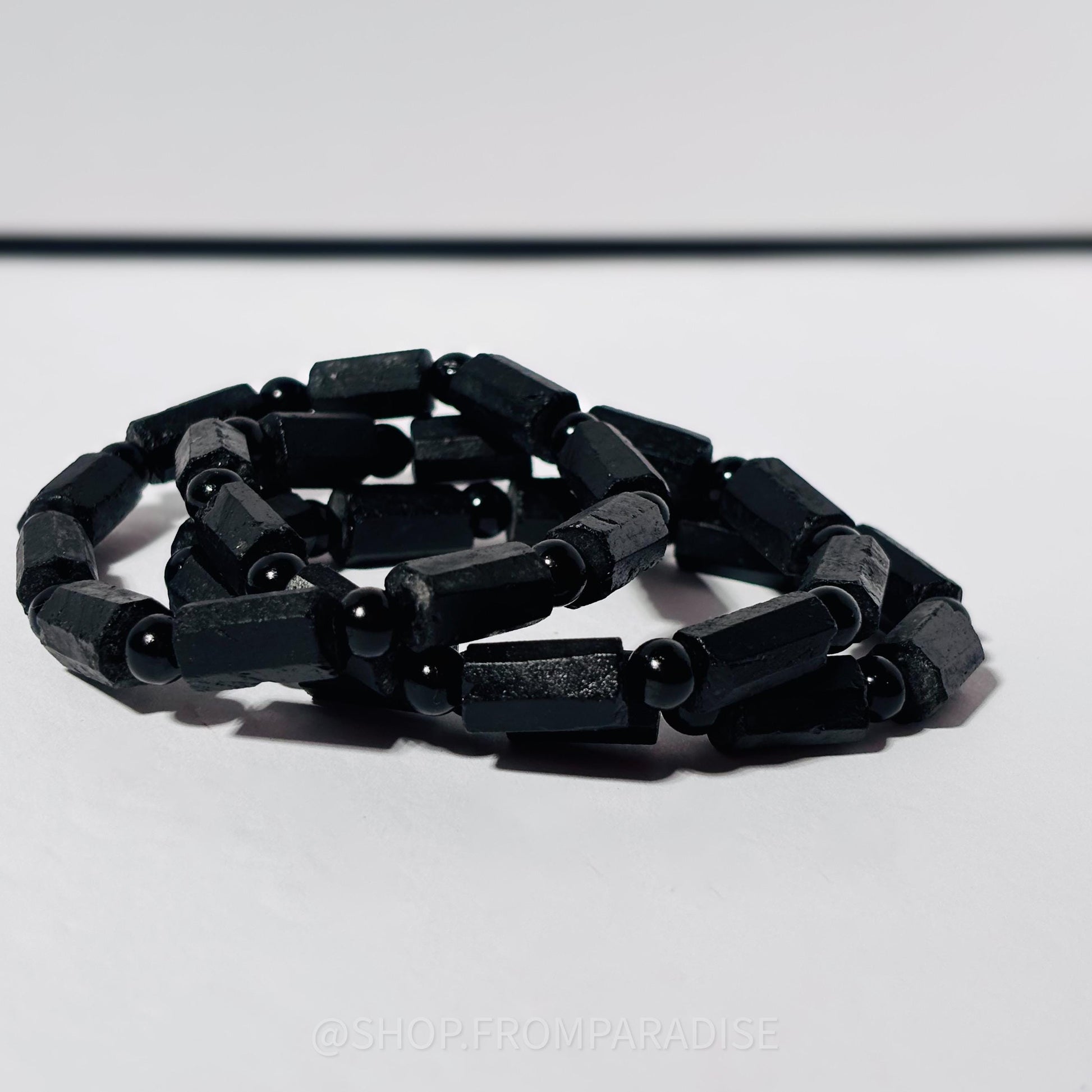 Raw Black Tourmaline Beaded Crystal Stretch Bracelet