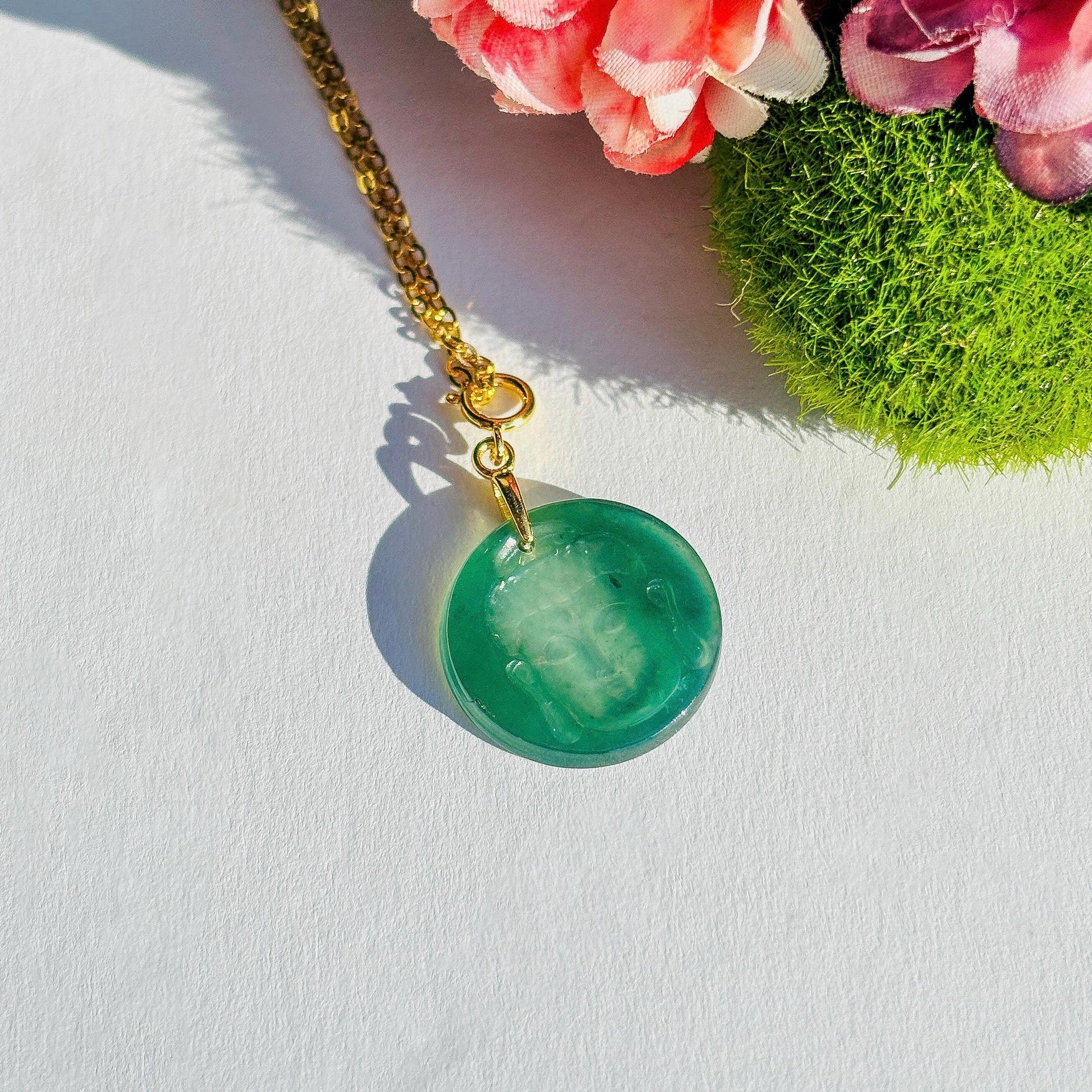 Green Jadeite Sitting Buddha Bracelet Charm
