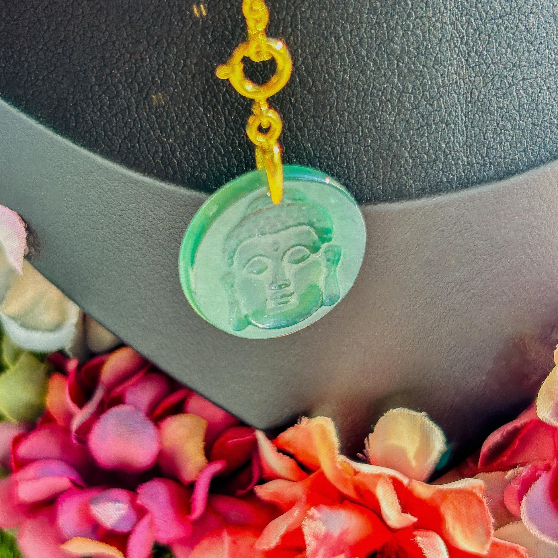 Green Jadeite Sitting Buddha Bracelet Charm