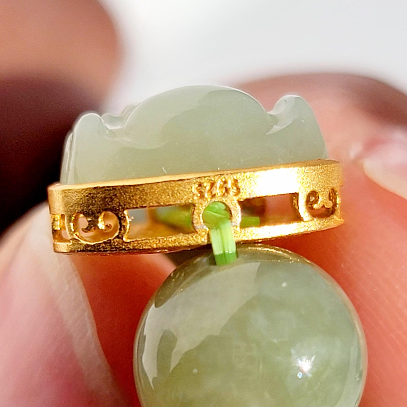 Green Nephrite Jade Buddha Charm Bracelet