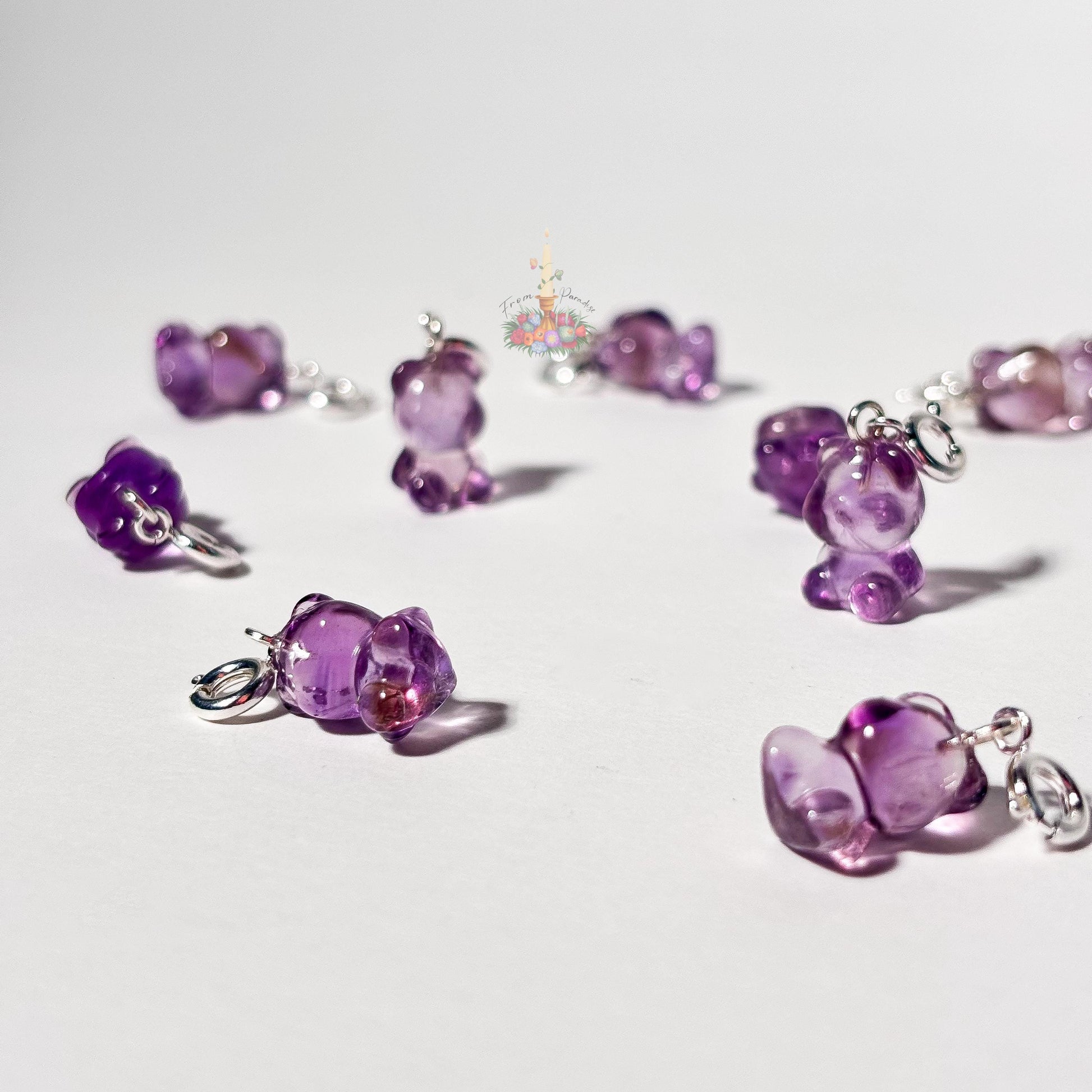 Amethyst | Ametrine Teddy Bear Charm