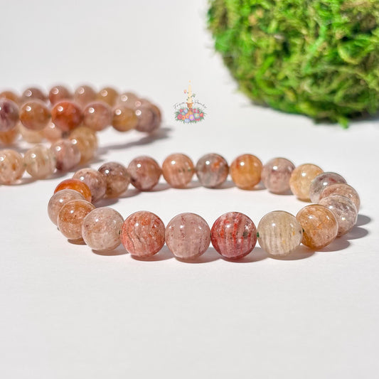 Thousand Layer Crystal Bead Bracelet: aka Four Season, Lodolite, Garden Quartz, Scenic Quartz, Inclusion Quartz