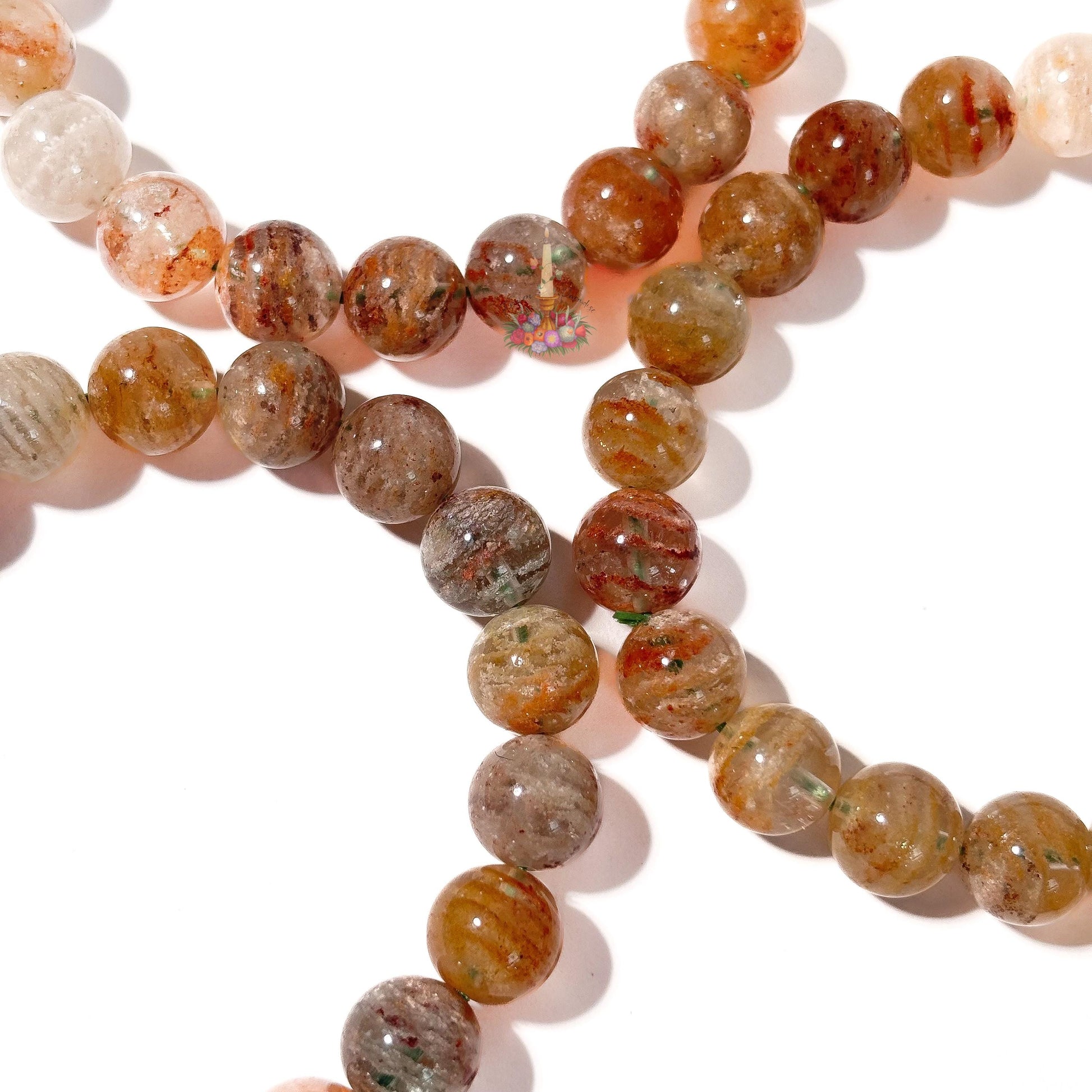 Thousand Layer Crystal Bead Bracelet: aka Four Season, Lodolite, Garden Quartz, Scenic Quartz, Inclusion Quartz