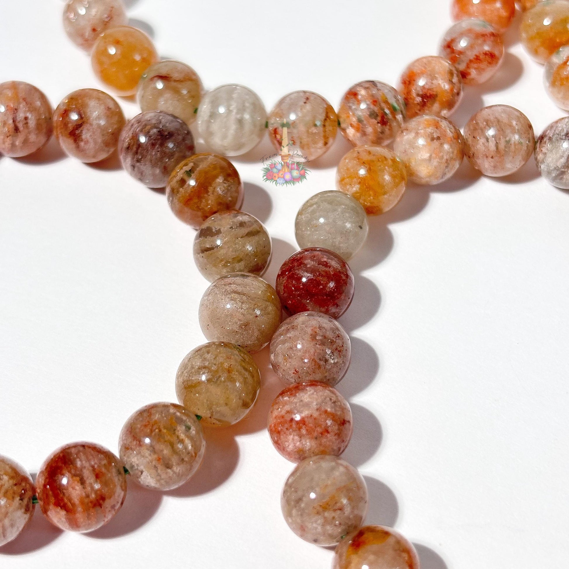 Thousand Layer Crystal Bead Bracelet: aka Four Season, Lodolite, Garden Quartz, Scenic Quartz, Inclusion Quartz