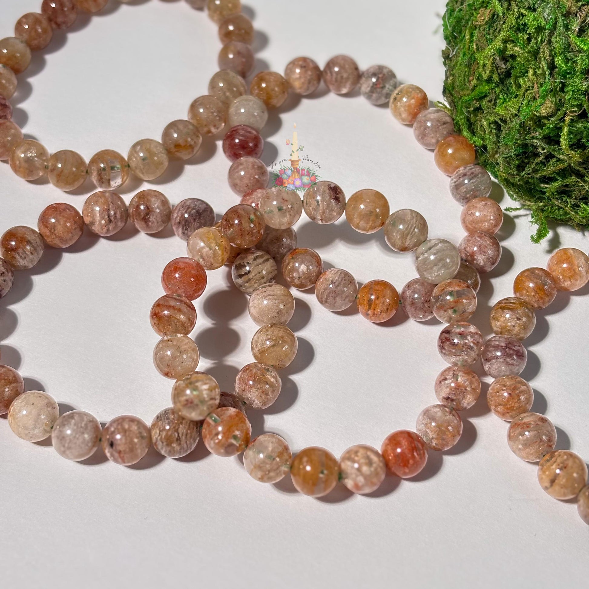 Thousand Layer Crystal Bead Bracelet: aka Four Season, Lodolite, Garden Quartz, Scenic Quartz, Inclusion Quartz