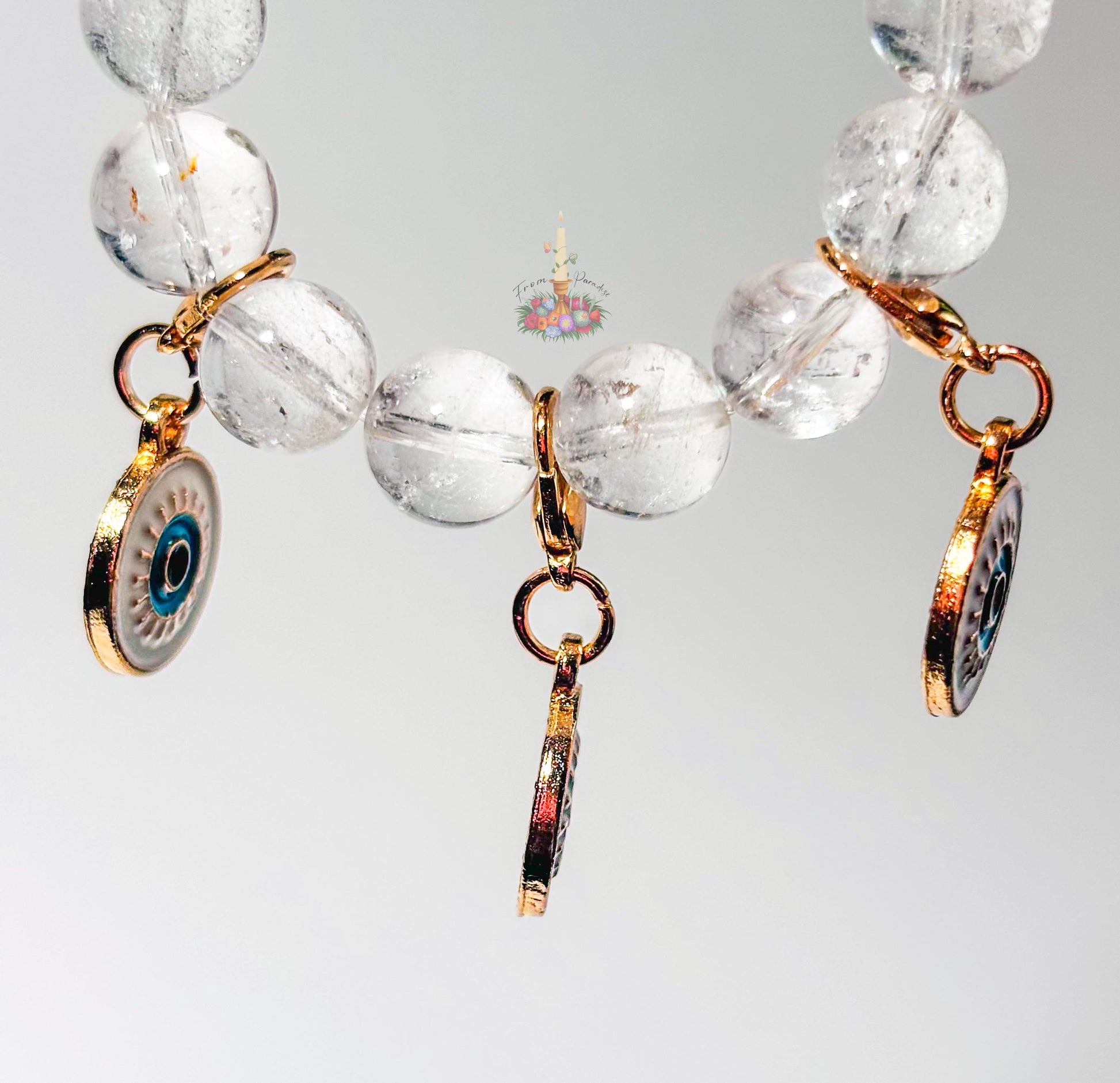 Evil Eye Gold Dangle Charm: Protection against bad luck, misfortune, and negative energy