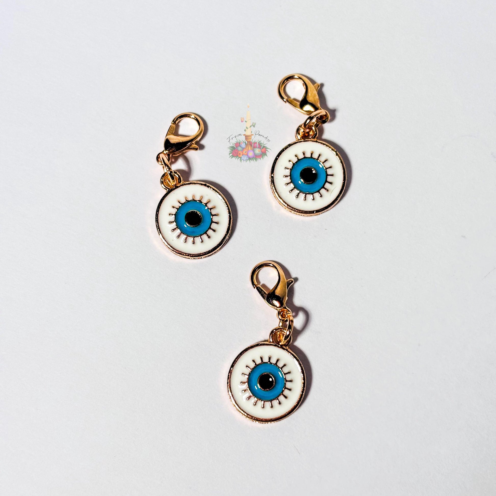 Evil Eye Gold Dangle Charm: Protection against bad luck, misfortune, and negative energy