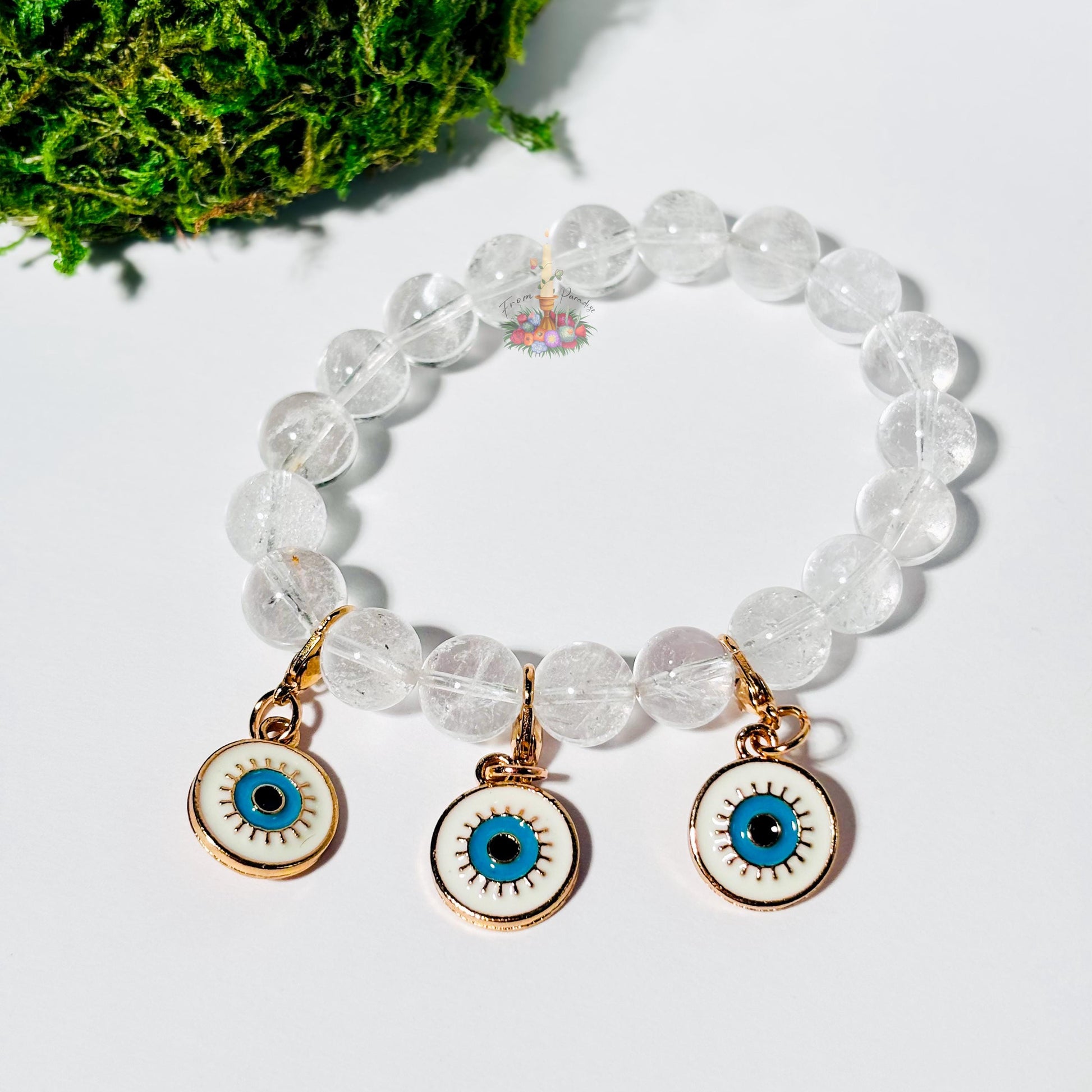 Evil Eye Gold Dangle Charm: Protection against bad luck, misfortune, and negative energy