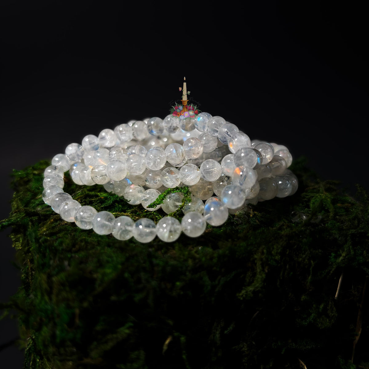 Madagascar Moonstone Rainbow Crystal Bead Bracelet: Stone for Intuition and Femininity