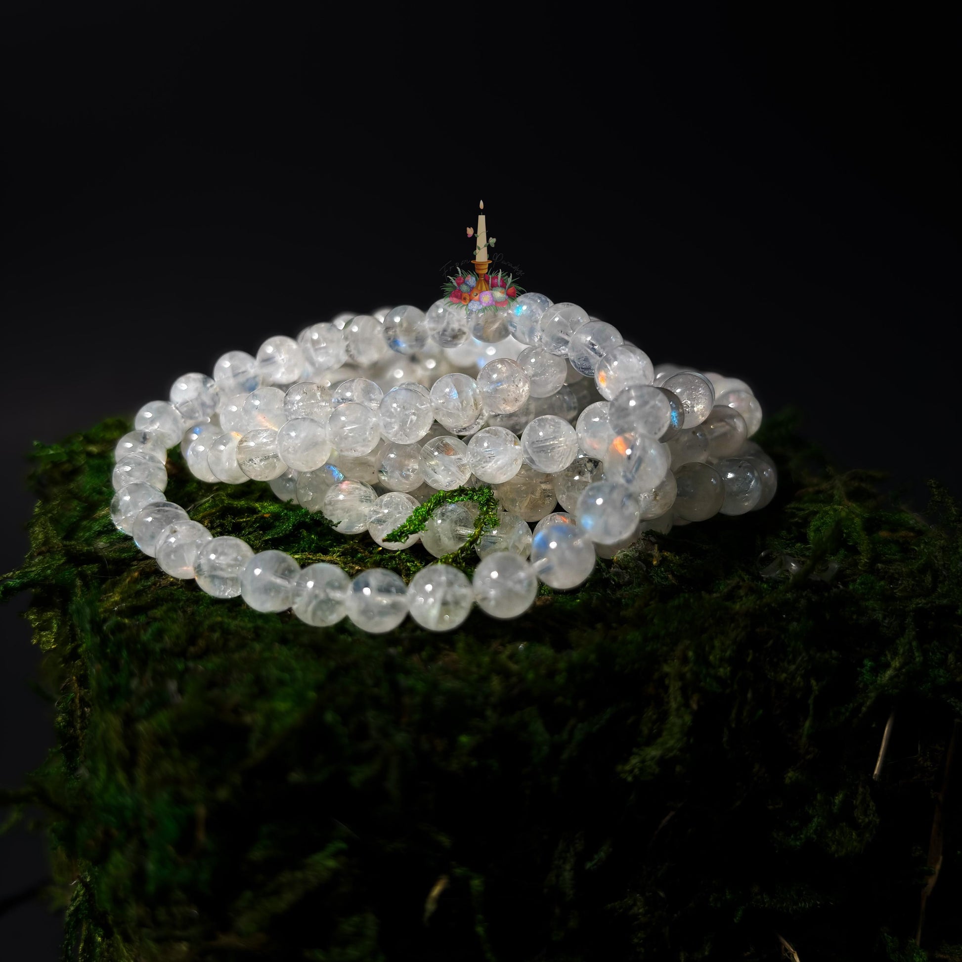 Madagascar Moonstone Rainbow Crystal Bead Bracelet: Stone for Intuition and Femininity