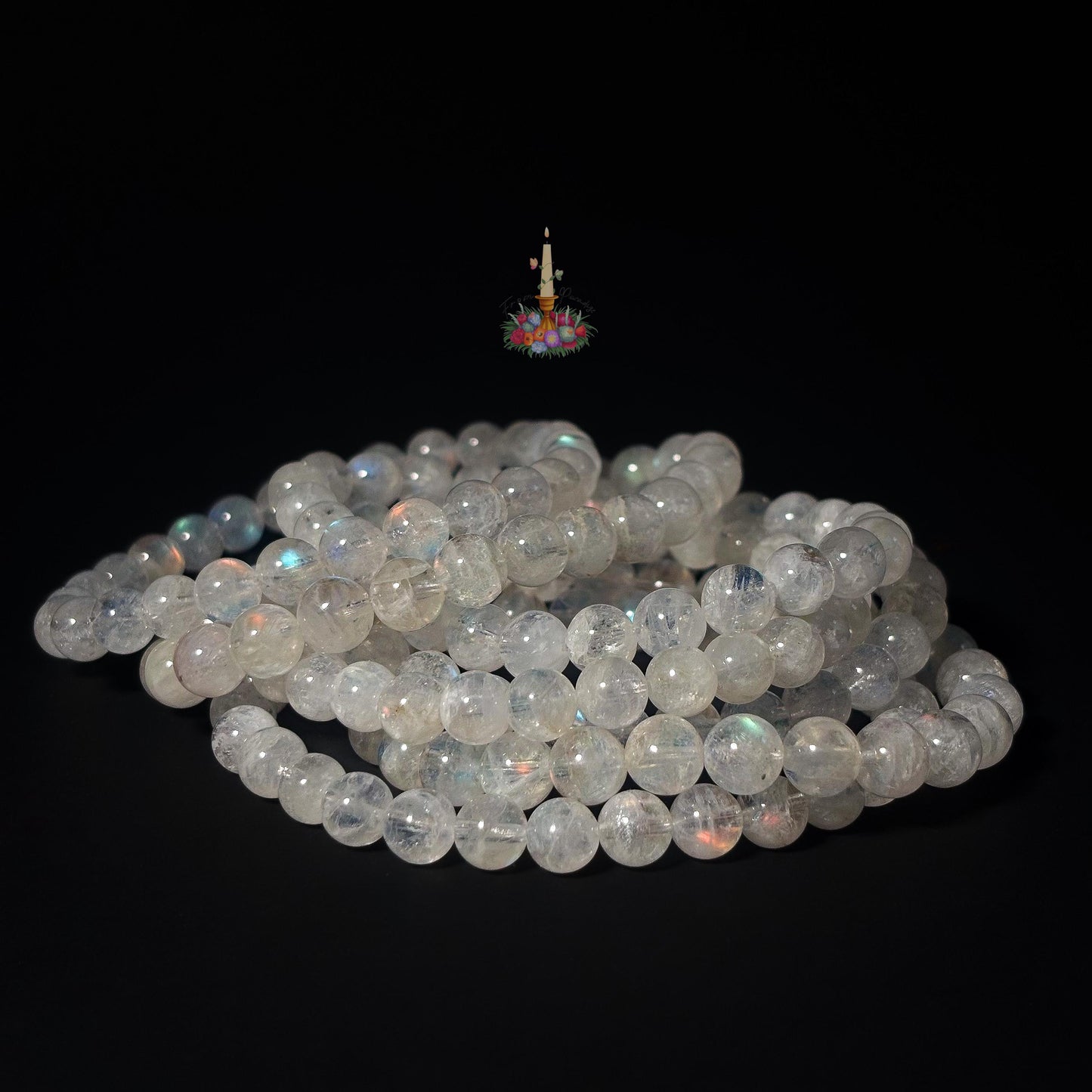 Madagascar Moonstone Rainbow Crystal Bead Bracelet: Stone for Intuition and Femininity