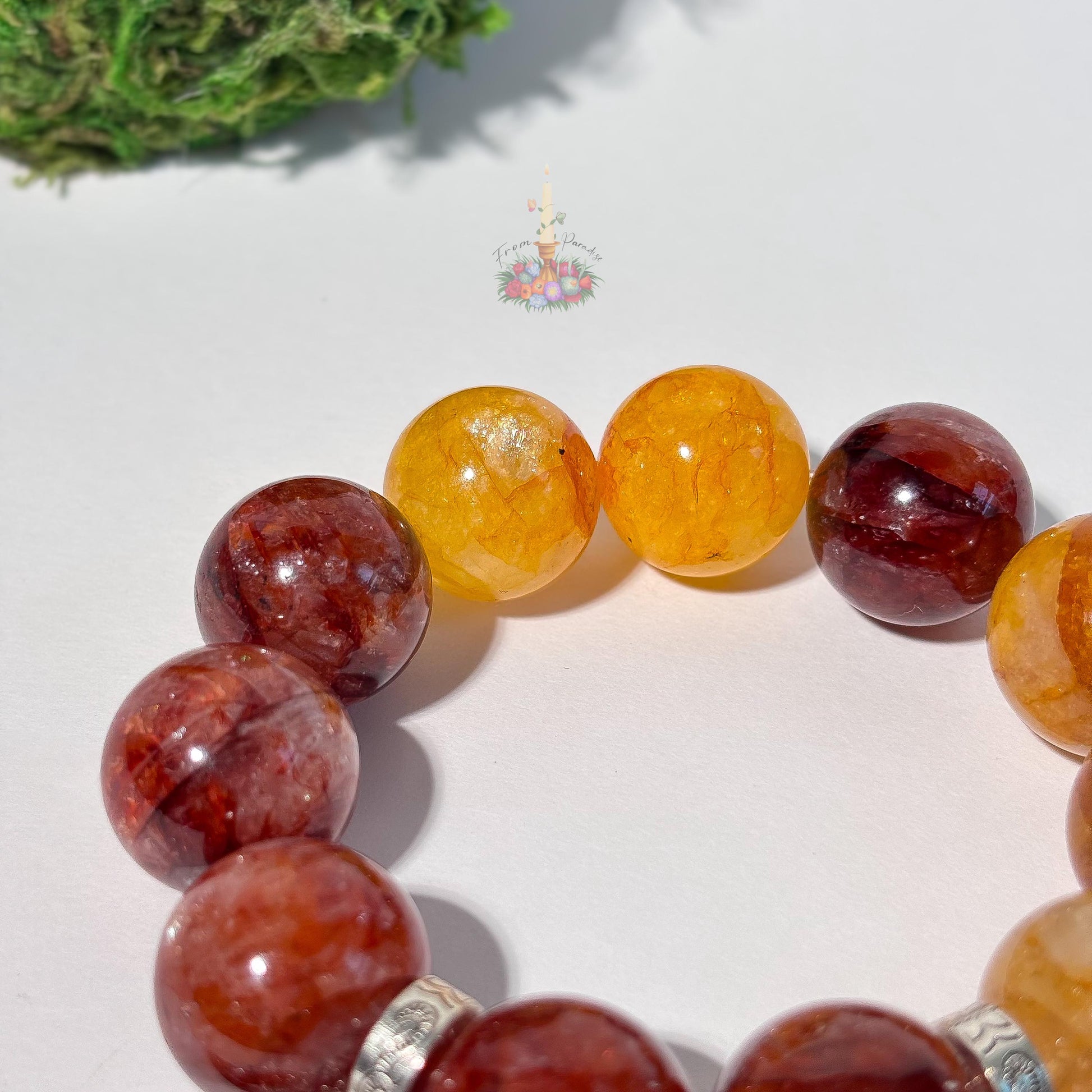 Fire Quartz + Golden Healer Artisan Charm Bracelet
