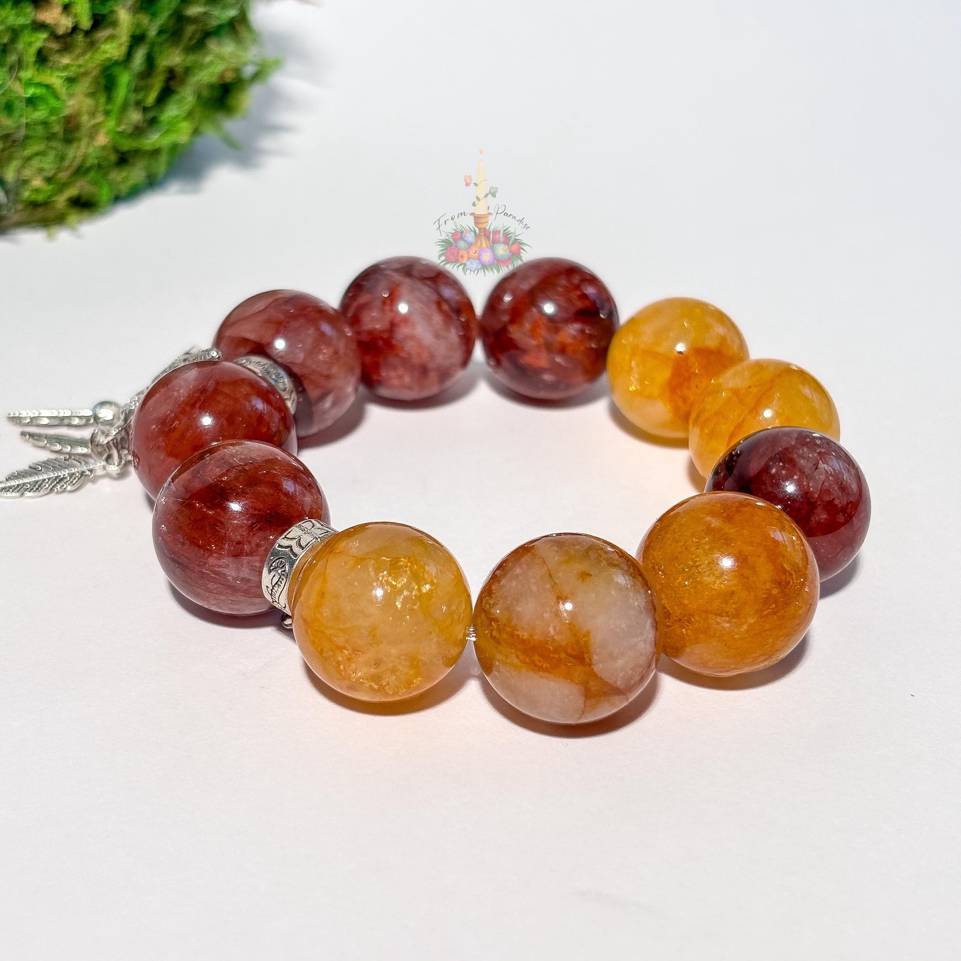 Fire Quartz + Golden Healer Artisan Charm Bracelet
